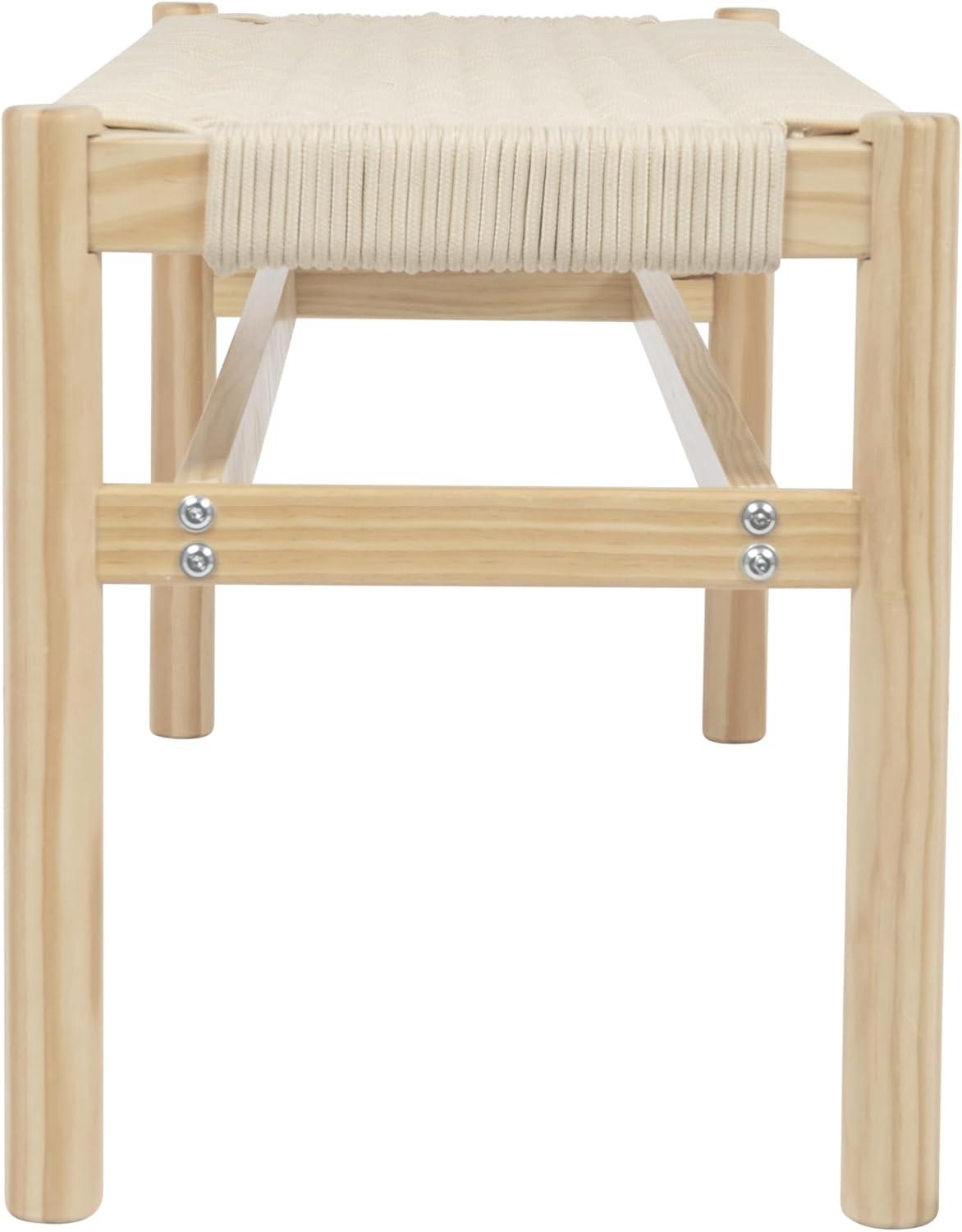 Storied Home Fernway Solid Wood and Woven Rope Entryway Bench