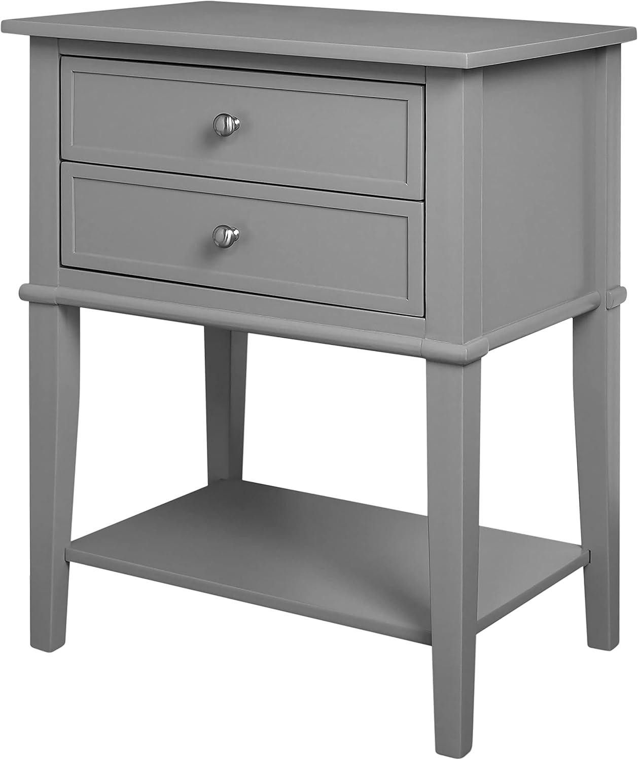 Ameriwood Home Franklin Nightstand Table with 2 Drawers and Lower Shelf