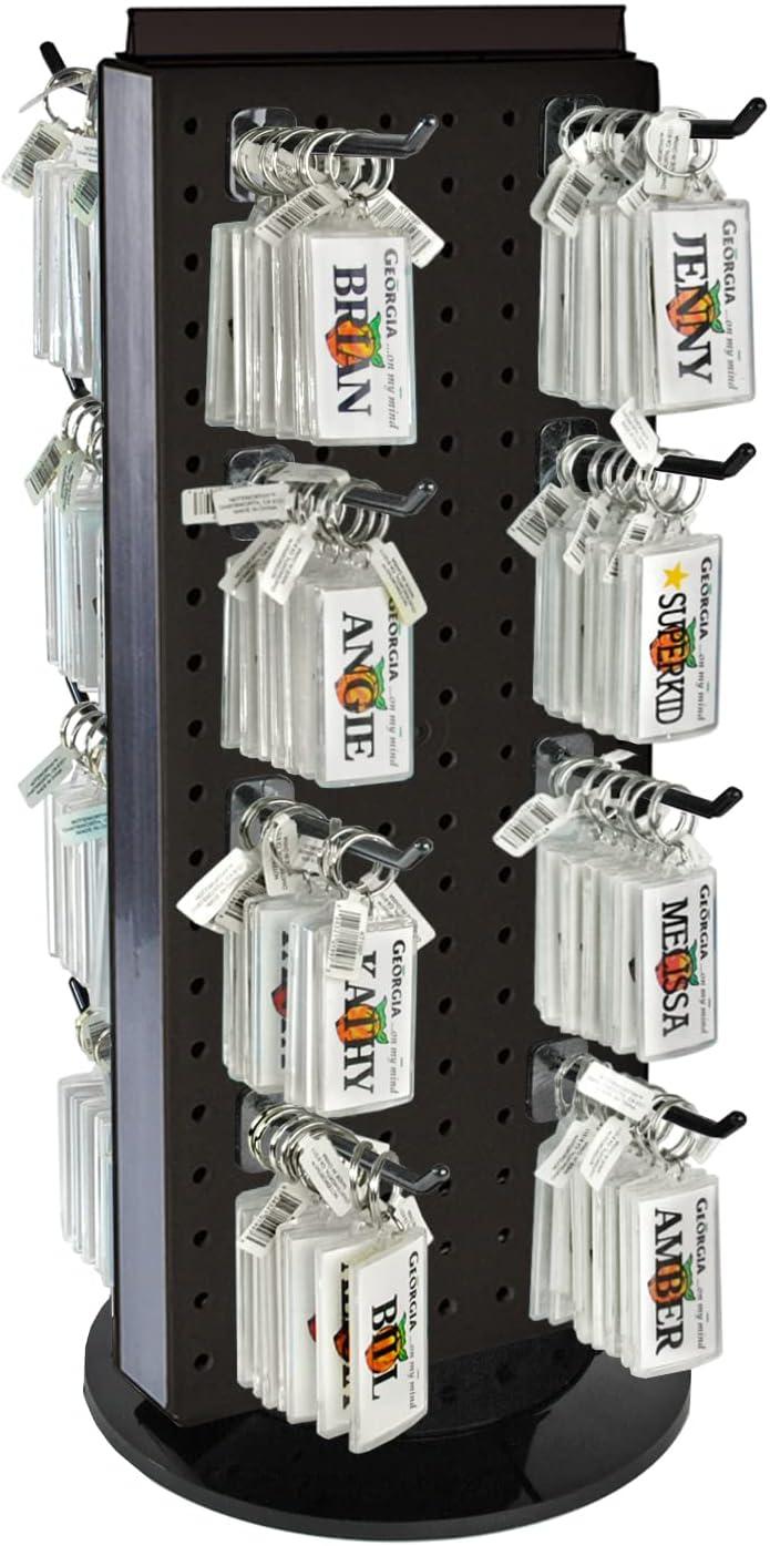 Four-Sided Revolving 4"W x 12"H Pegboard Counter Display w/ 16 2" Hooks