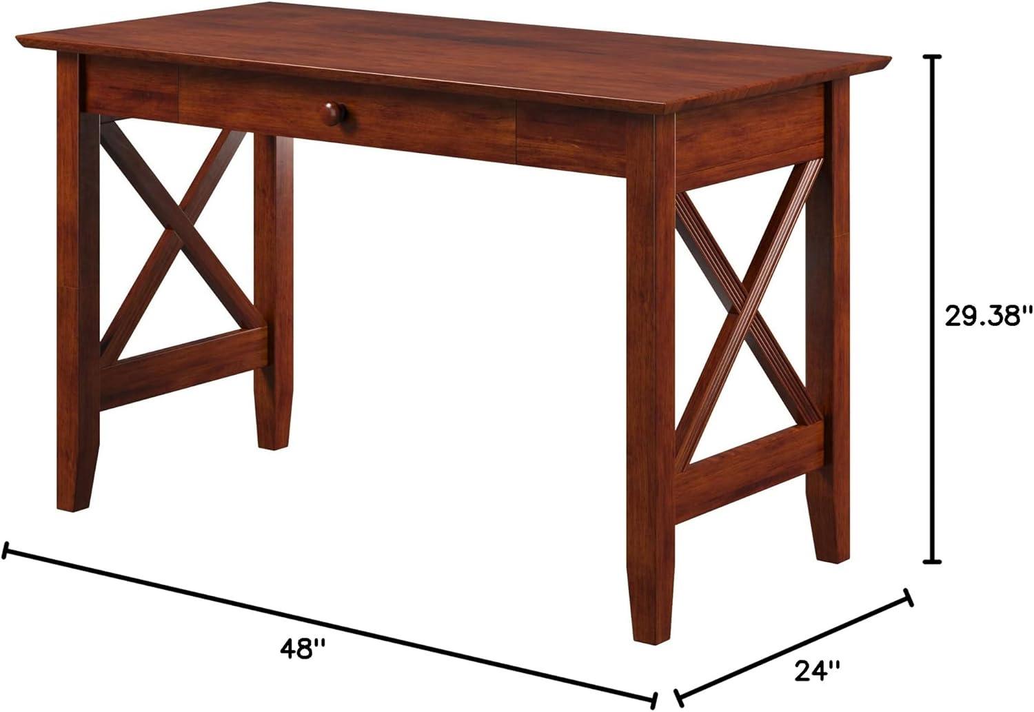 AFI 48" Solid Wood X Design Writing Desk with Drawer in Walnut