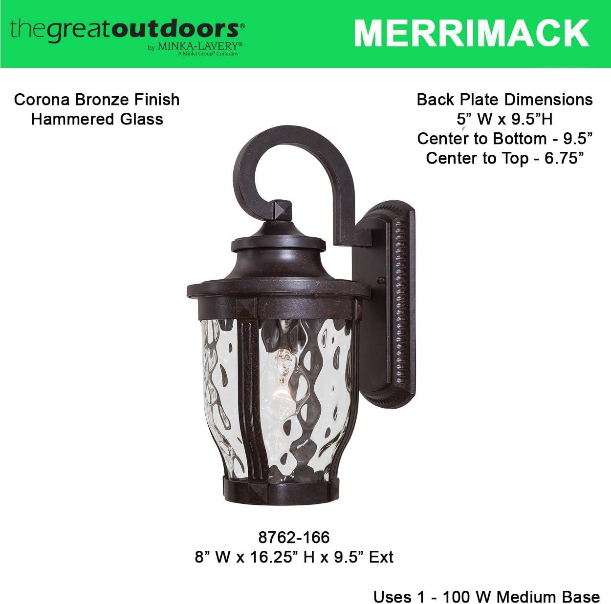 Minka Lavery Rustic Outdoor Wall Light Fixture Corona Bronze 16 1/4" Clear Hammered Glass for Post Exterior Deck Porch Yard Patio