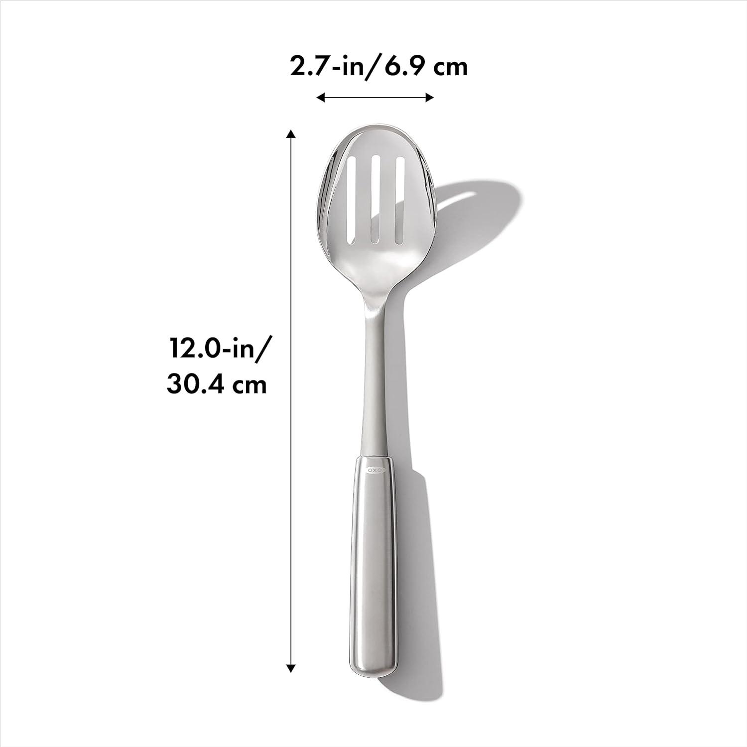 Stainless Steel Slotted Cooking Spoon with Non-Slip Handle