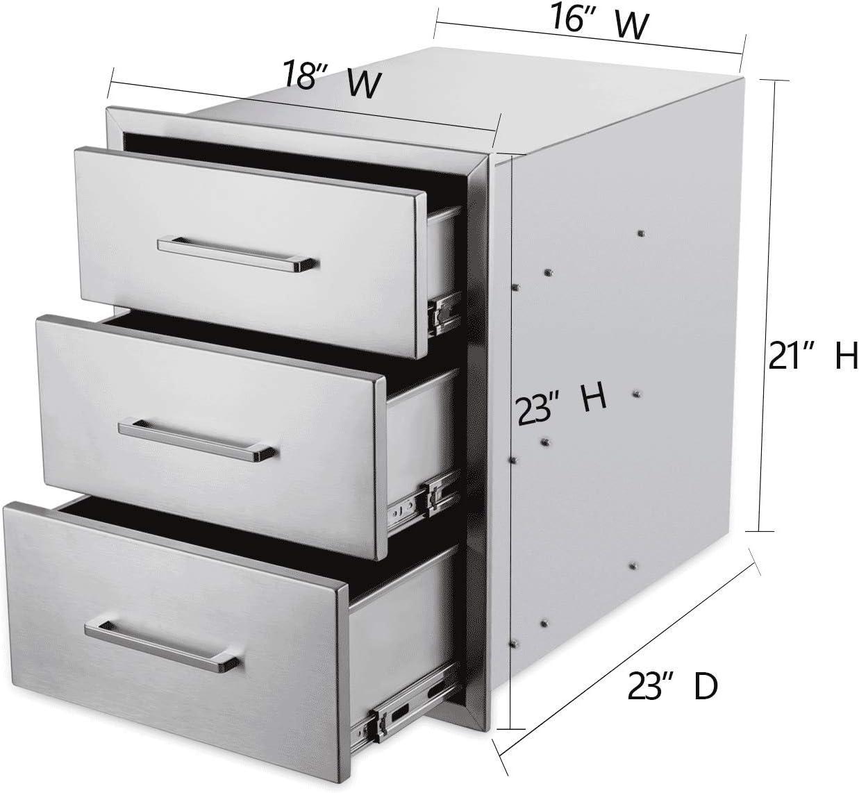 Stainless Steel 3-Drawer Outdoor Kitchen Storage Unit