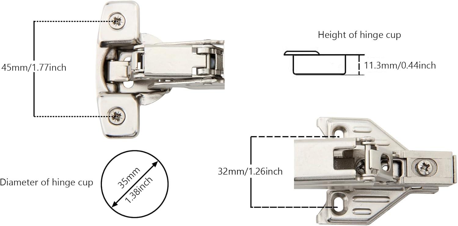 Silverline Lazy Susan Corner Hinge Clip On 165 Angle Cabinet Hardware with Face Frame Base Plate 1 Pair