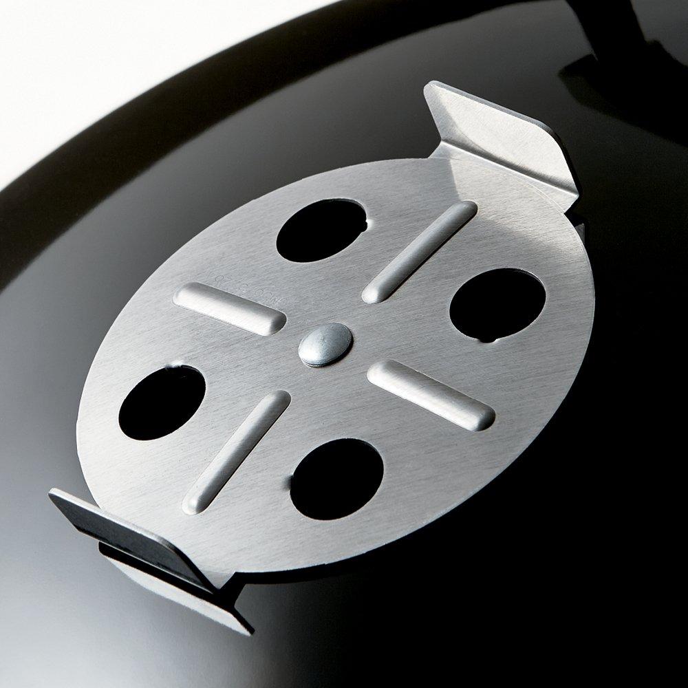 Black Porcelain Charcoal Smoker with Steel Grates and Thermometer