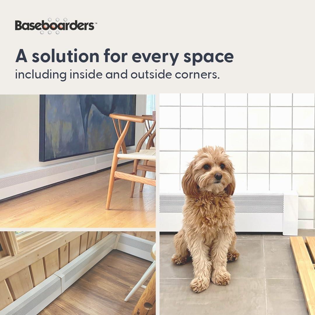 Baseboarders Baseboarders Basic Galvanized Steel Easy Slip-On Baseboard Heater Cover ONLY - White | ENDCAPS SOLD SEPARATELY