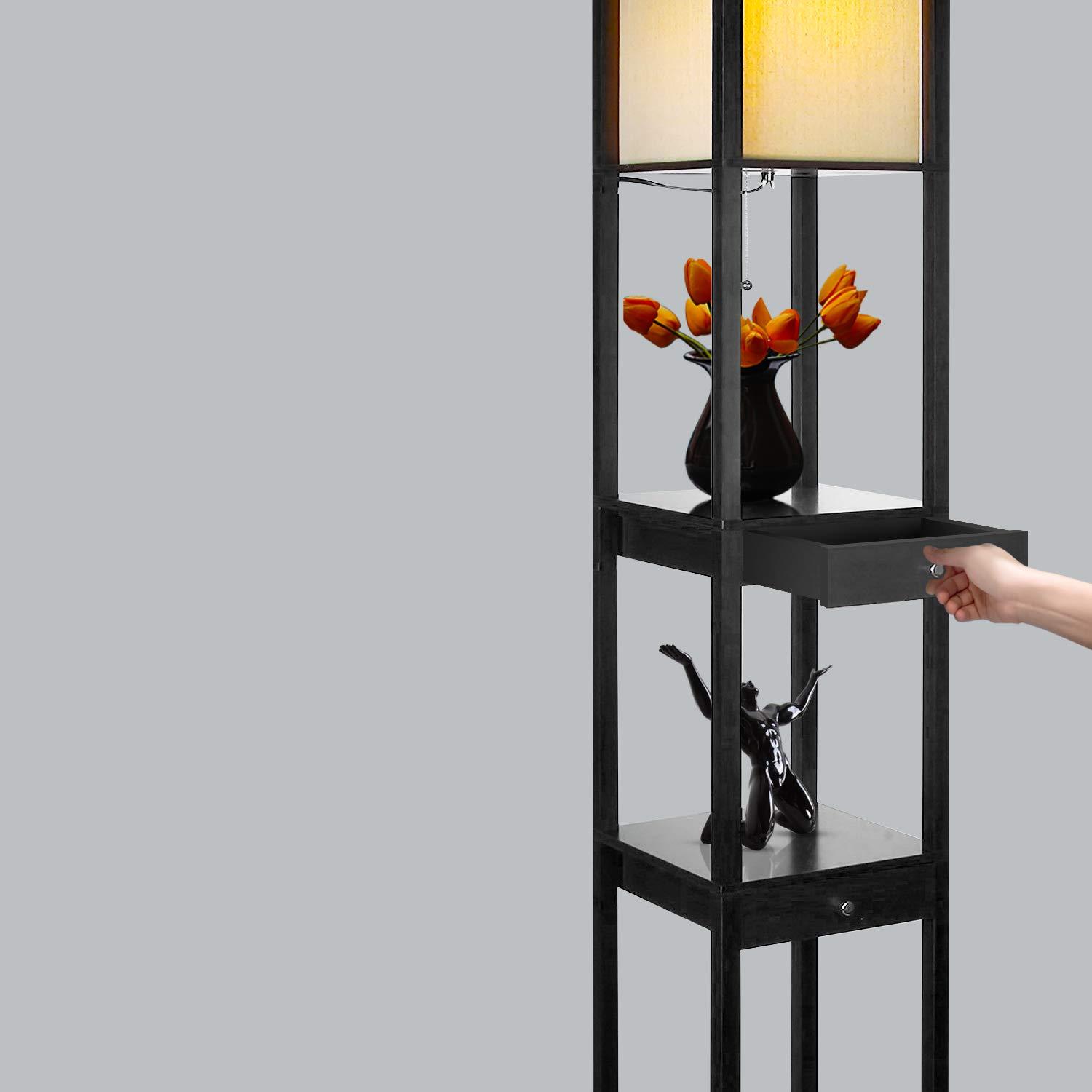 Brightech Maxwell 72 in. Traditional LED Energy Efficient 3-Drawer Shelf Floor Lamp