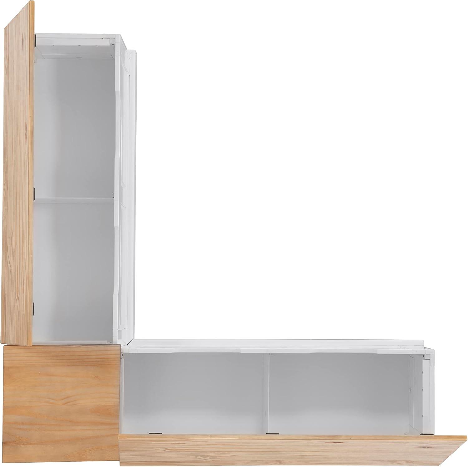 Linon Harris Natural and White Two Tone Backless Corner Breakfast Nook - Nook Only, Table is NOT Included