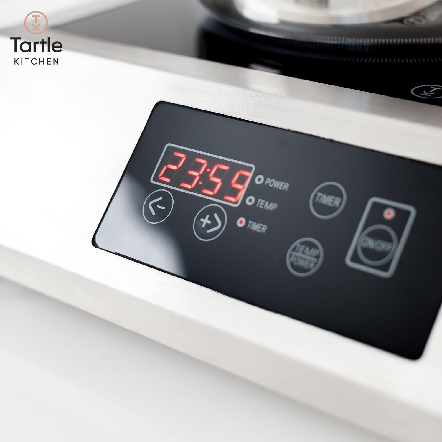 Commercial Induction Cooktop Burner - Professional 3400W 240V Induction Cooker Countertop Burners with Wider 9" Coil & 5 Cooling Fans - Portable Stainless Steel Electric Magnetic Range Stove Top