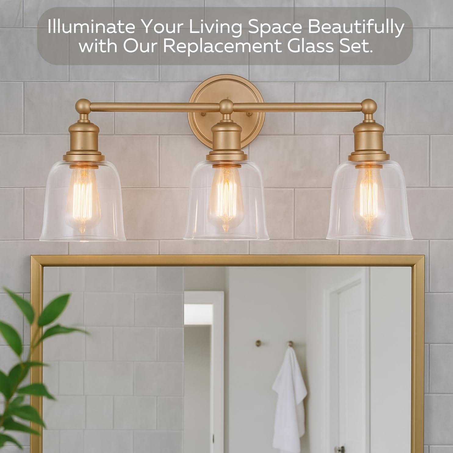 LIGHTACCENTS Clear Glass Ceiling Fan Light Covers – Replacement Lamp Shades for Ceiling Fixtures – Fan Light Globes for LED or Incandescent Bulbs – 4-Pack Clear Dome Set