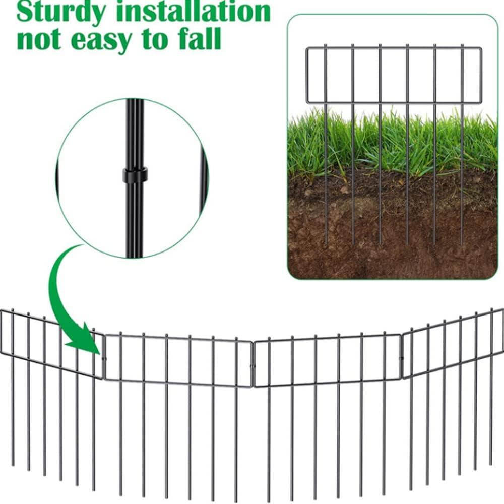 10 Pack Garden Fencing Animal Barrier, 10.8ft(L) X 17in(H) No Dig Fence Panels, 1.25in Spike Spacing Rustproof Dog Digging Fence Barrier, Dogs Rabbits Blocker Fence for Outdoor Yard