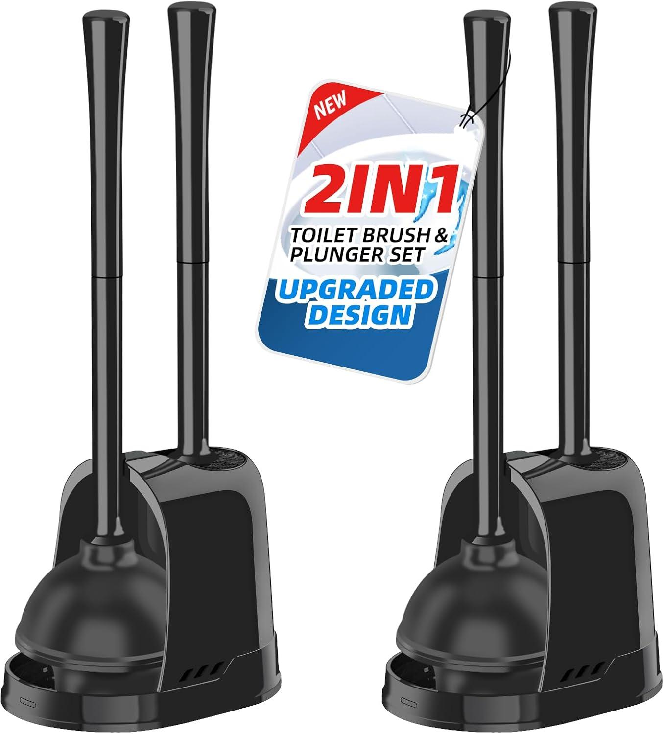 Tyuong Toilet Brush And Plunger Set 2 In 1 Plunger And Brush Set Toilet Brush Toilet Plunger And Brush Set Black Toilet Brush And Plunger Set Bathroom Plunger Household