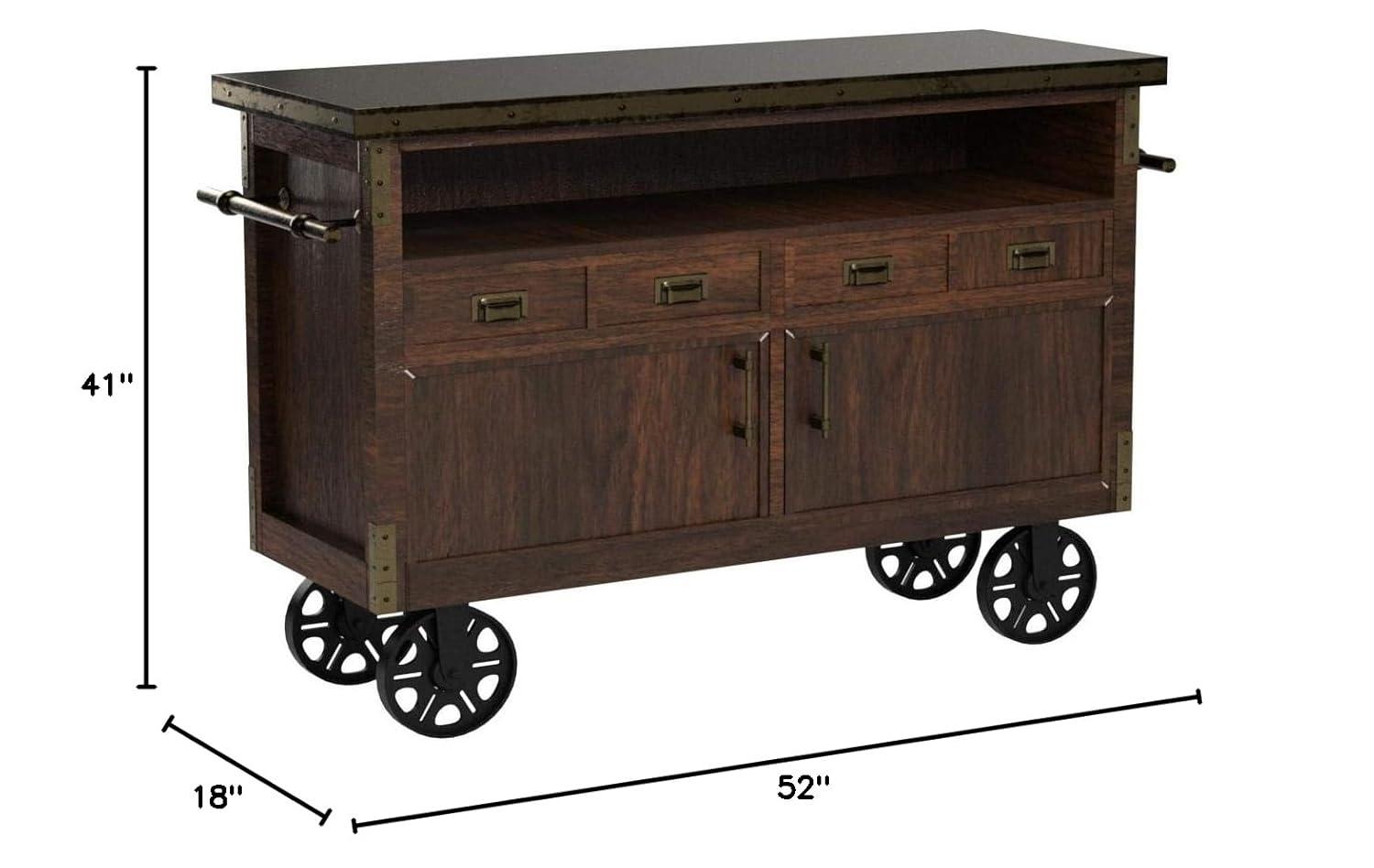 Howard Miller Barrows Wine & Bar Cabinet, Rustic Hardwood Touch - Heavily Distressed Wooden Furniture & Extension Metal Drawers with Stemware Rack for Living Room, Home Decor Or Office