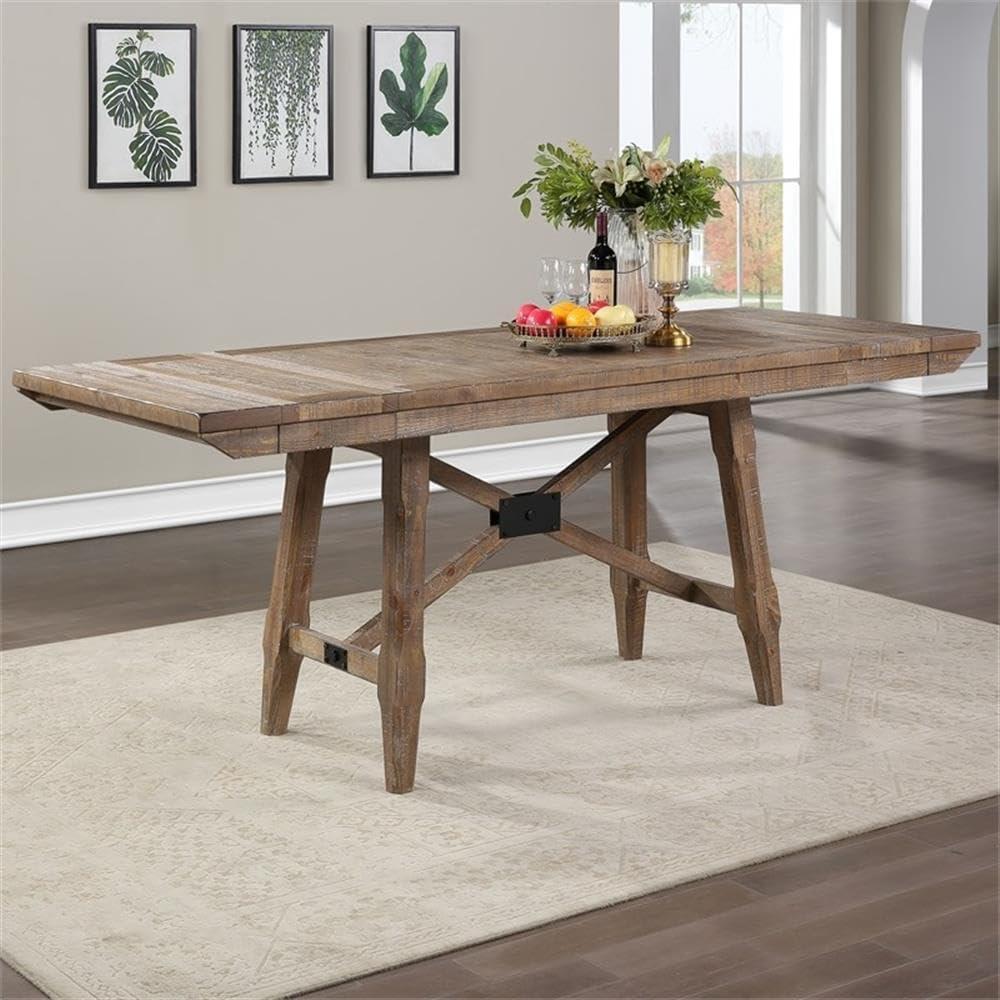 Riverdale Light Brown Distressed Wood 9-Piece Counter Height Dining Set