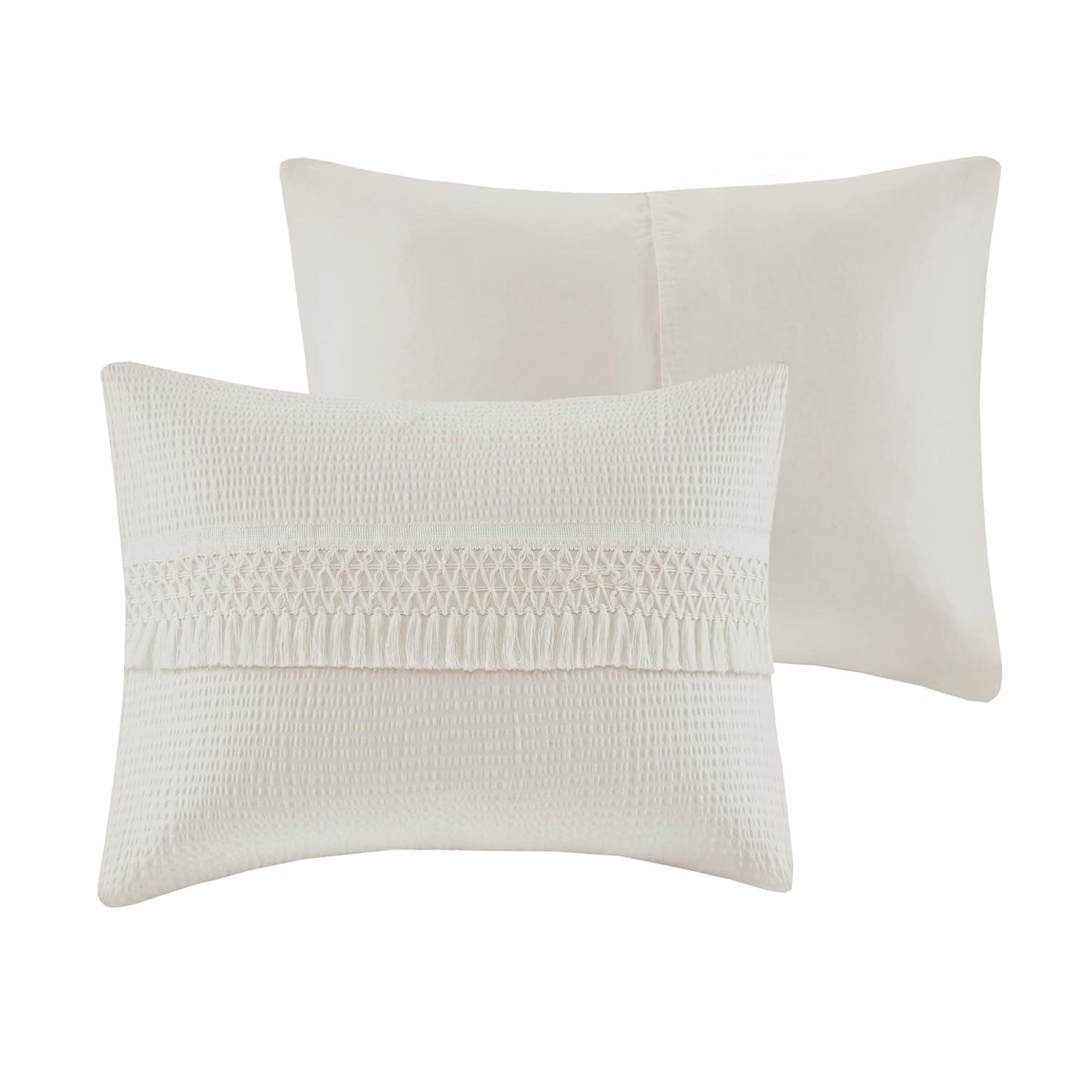 Madison Park Roselle King/California King 3pc Cotton Seersucker Duvet Cover Set Ivory: Lightweight Fabric, OEKO-TEX Certified