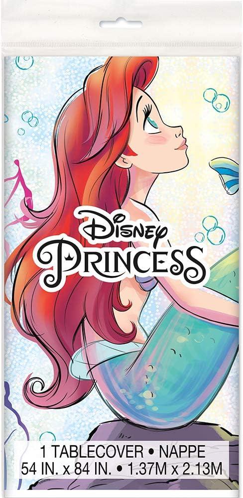 Unique Disney Ariel Rectangular Plastic Table Cover, blue/red/multicolor, 54" x 84"