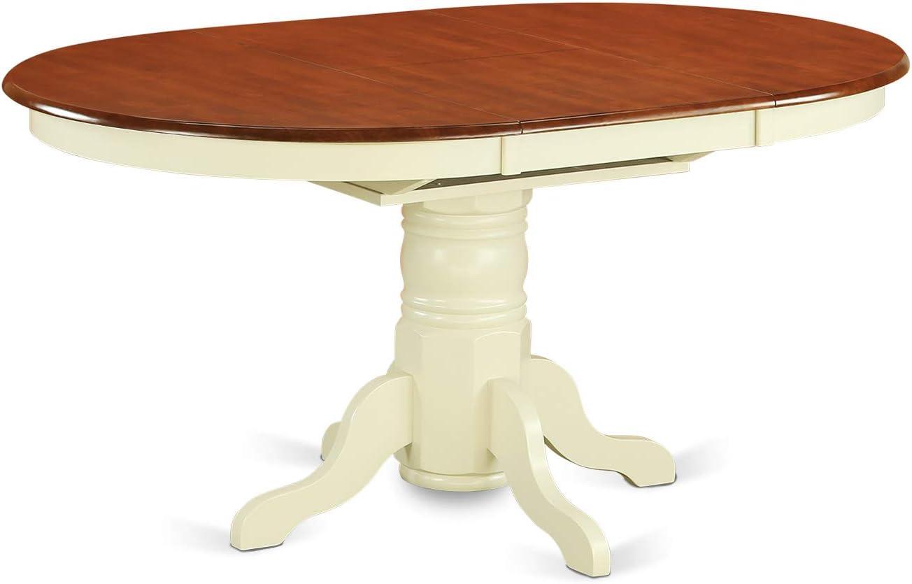 Contemporary Buttermilk & Cherry Wood Round Extendable Dining Table