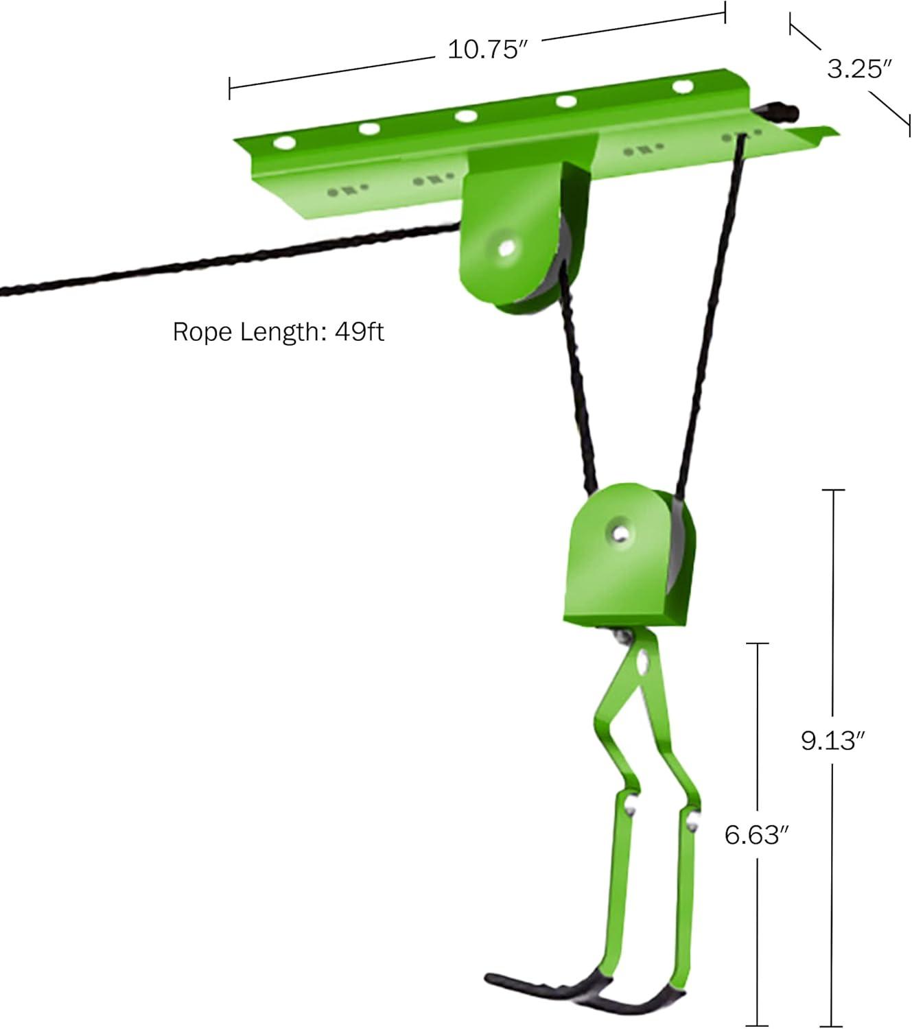 Rad Sportz Bike Hanger Set - Overhead Pulley System - Garage, 100lb Capacity - Bicycles, Ladders
