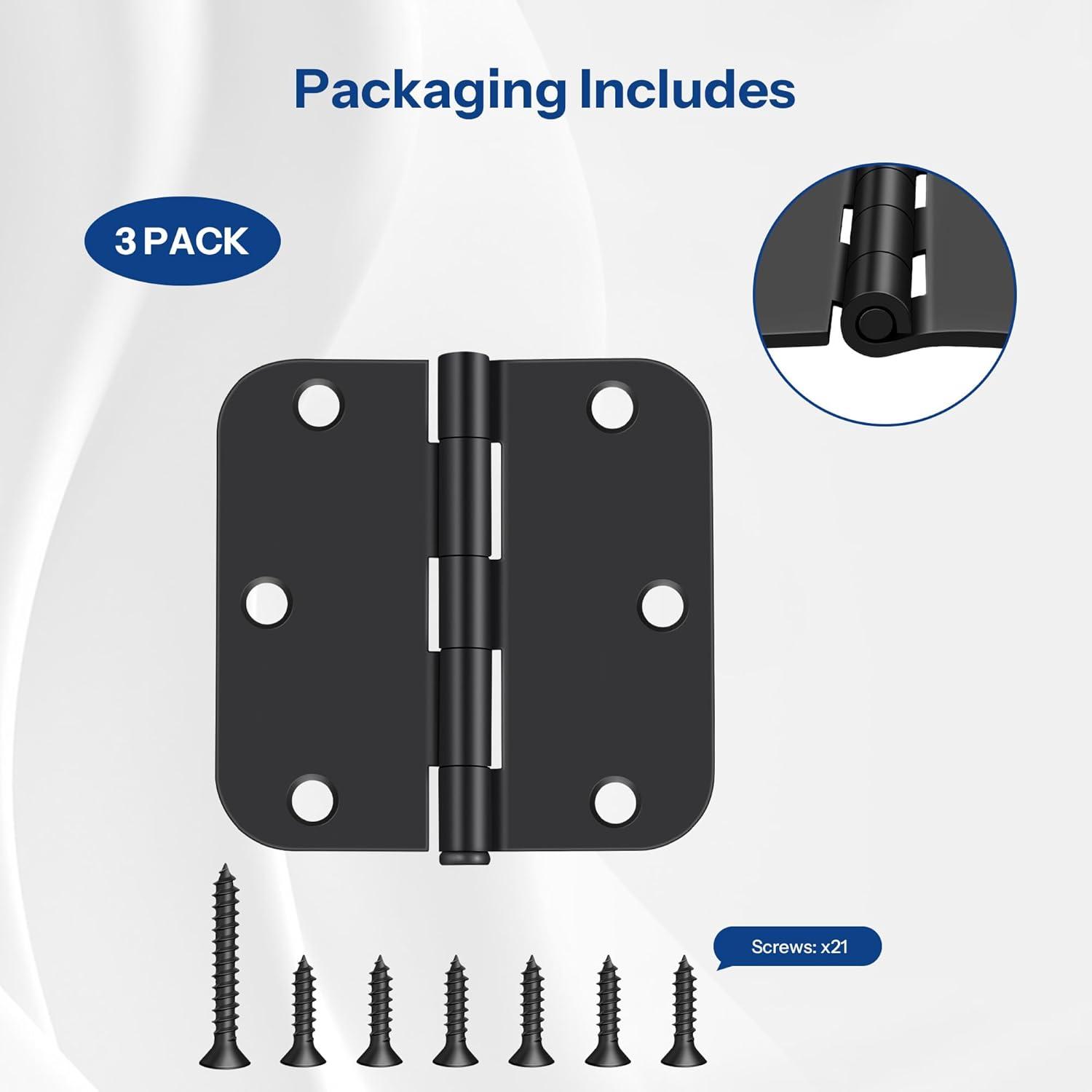 3.5" H × 3.5" W Butt/Ball Bearing Pair Door Hinges