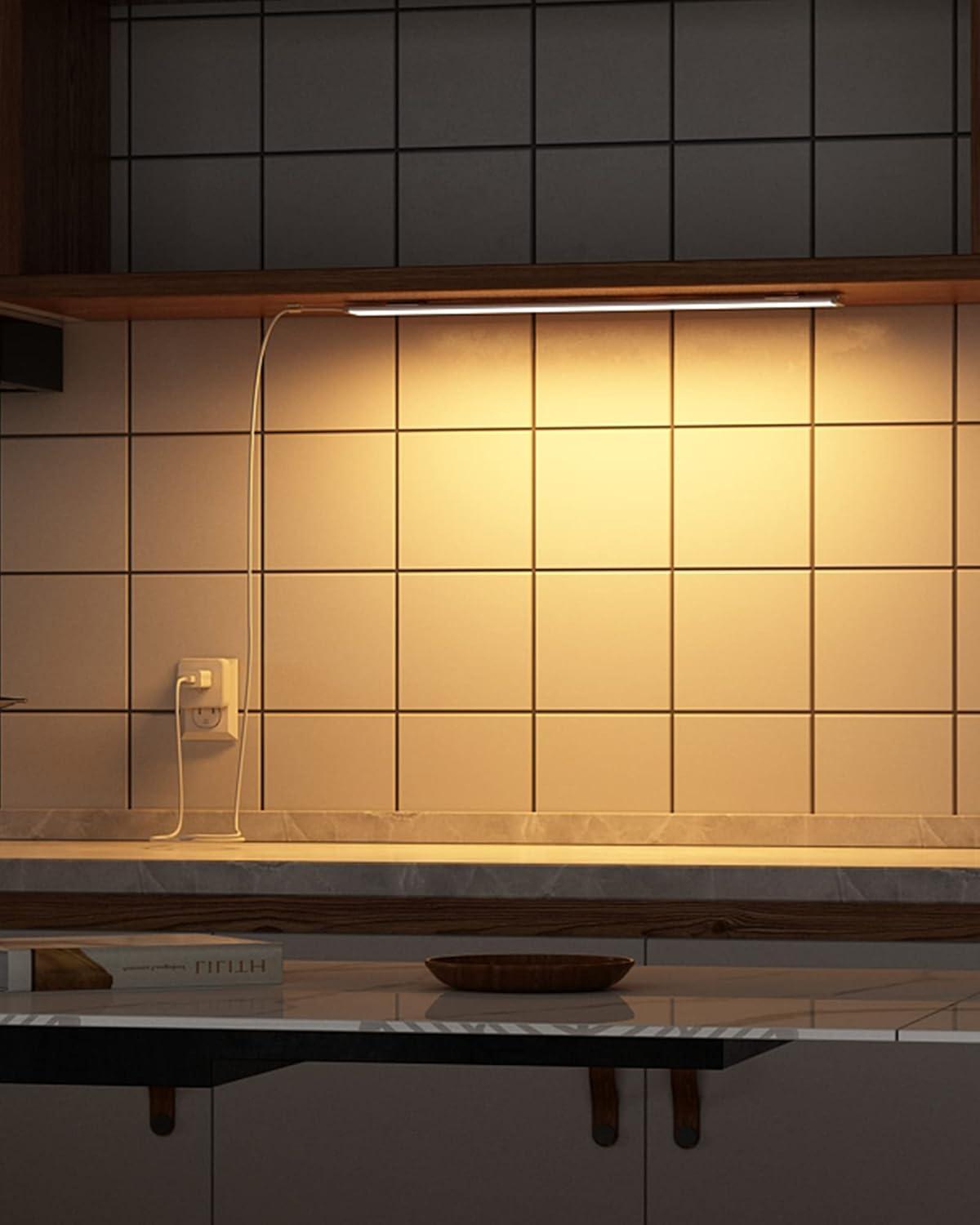 ASOKO Dimmable LED Cabinet Lighting with Touch Activated, LED Closet Light Bar for Kitchen, Shelf and Showcase Lighting, DC5V UL Listed Plug, USB Powered (Cold White 6000K, 12 INCH)