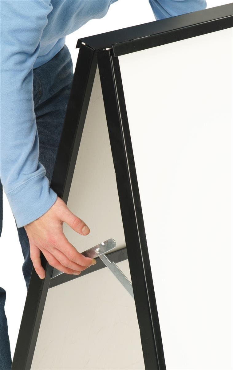 Black Finish Steel Sidewalk Sign Frame, 30-3/8 x 43 x 25-1/4-Inch, Double-Sided, A-Frame Style, for Outdoor Use