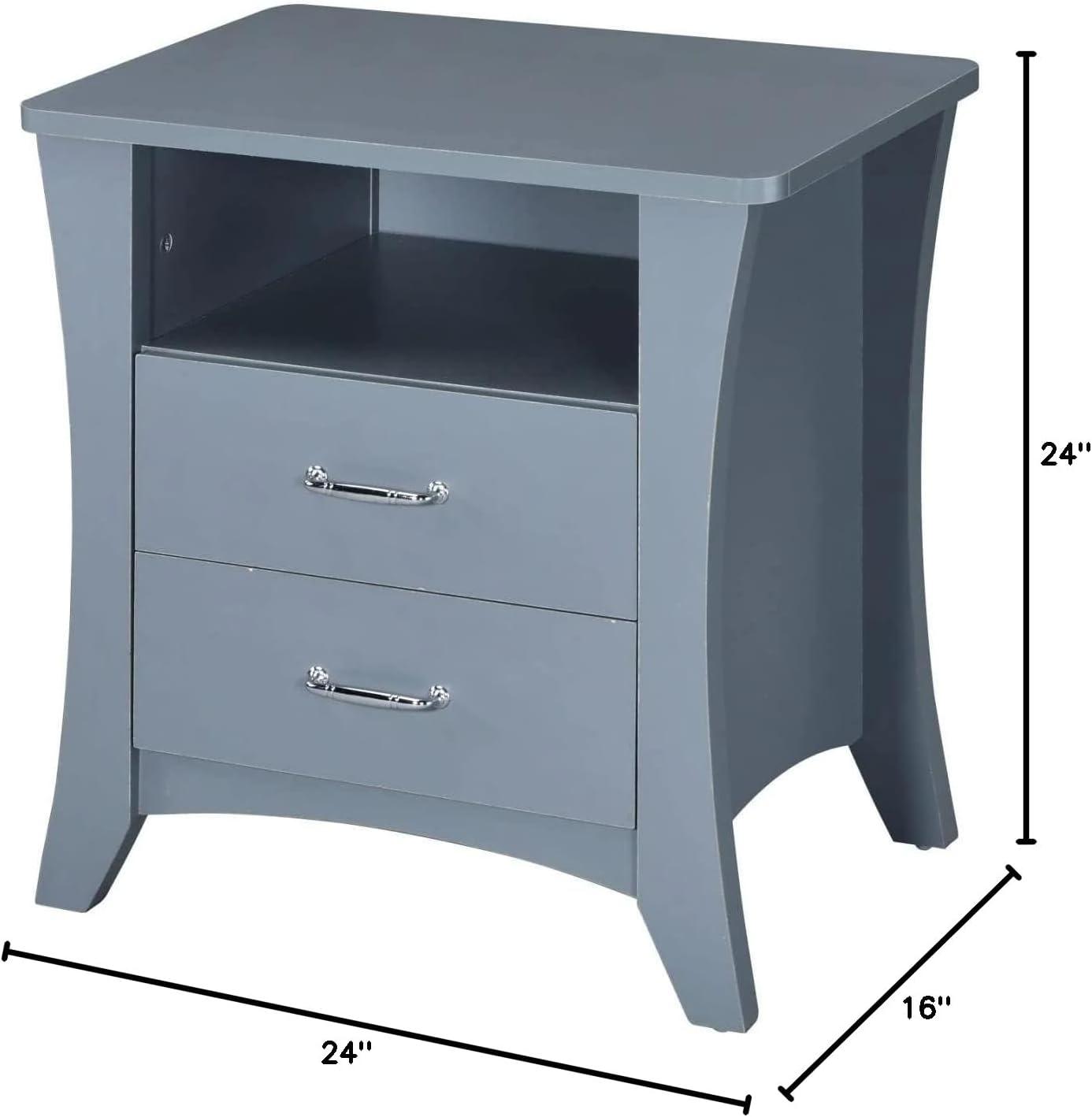 24" Colt Accent Table Gray Finish - Acme Furniture: Wood Frame, Rectangle Shape, Lower Shelf Storage