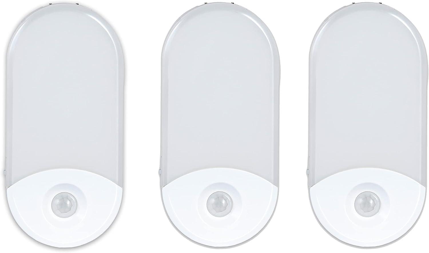 White Rechargeable LED Motion Sensing Nightlight 3-Pack