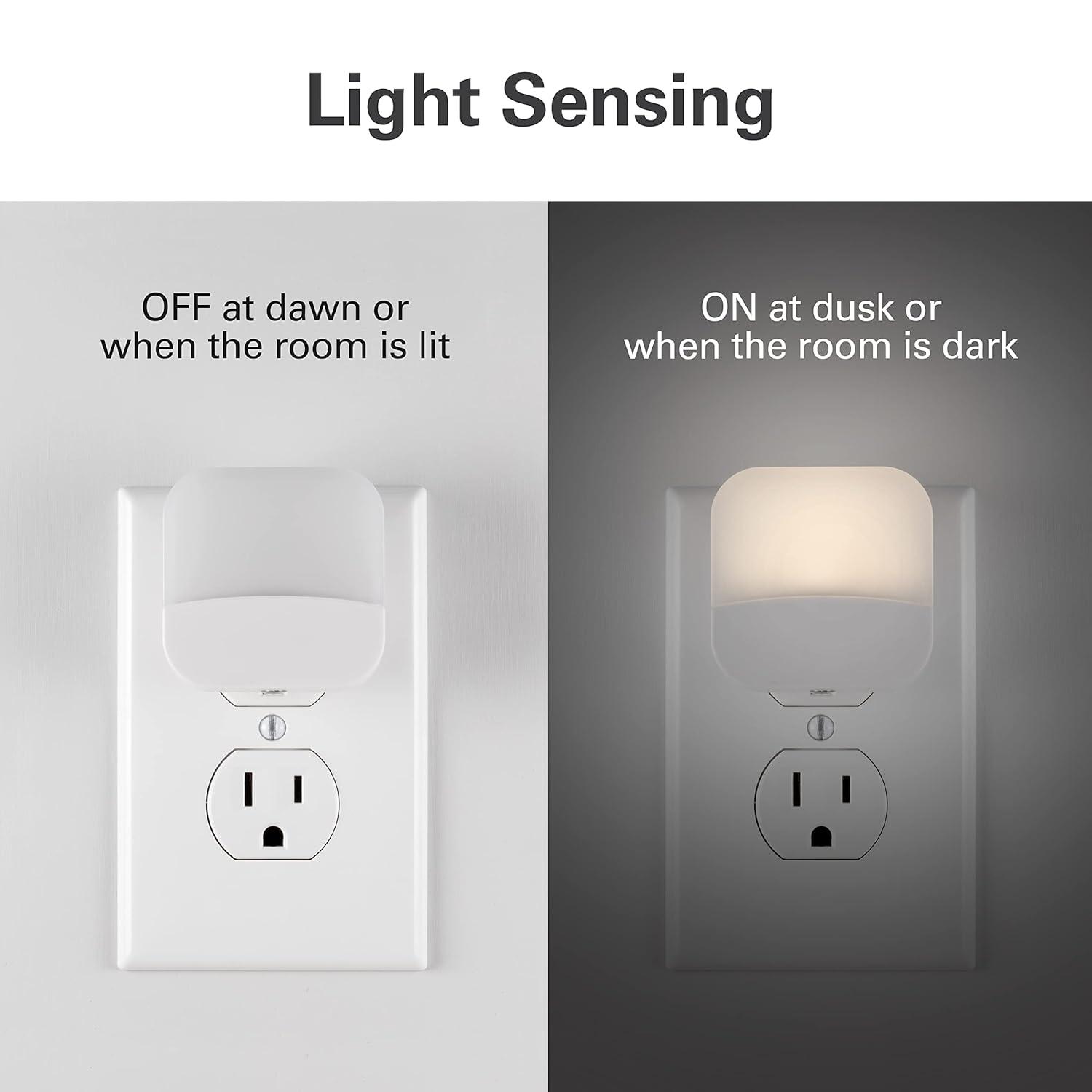 Lights by Night LED Night Light, Plug-in, Dusk to Dawn Sensor, Home Decor, Compact, Mood Lighting, Ambient Lighting, Ideal for Kids Bedroom, Bathroom, Kitchen, Hallway, 58802, 6 Pack, White