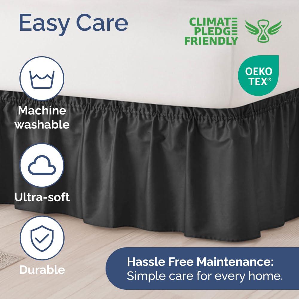 CGK Linens Ruffled Elastic Wrap Around Tailored Bed Skirt