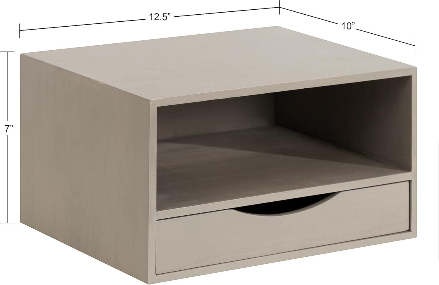 Kate and Laurel Hutton Rectangle Wood Floating Side Table, 12.5x10x7, Gray