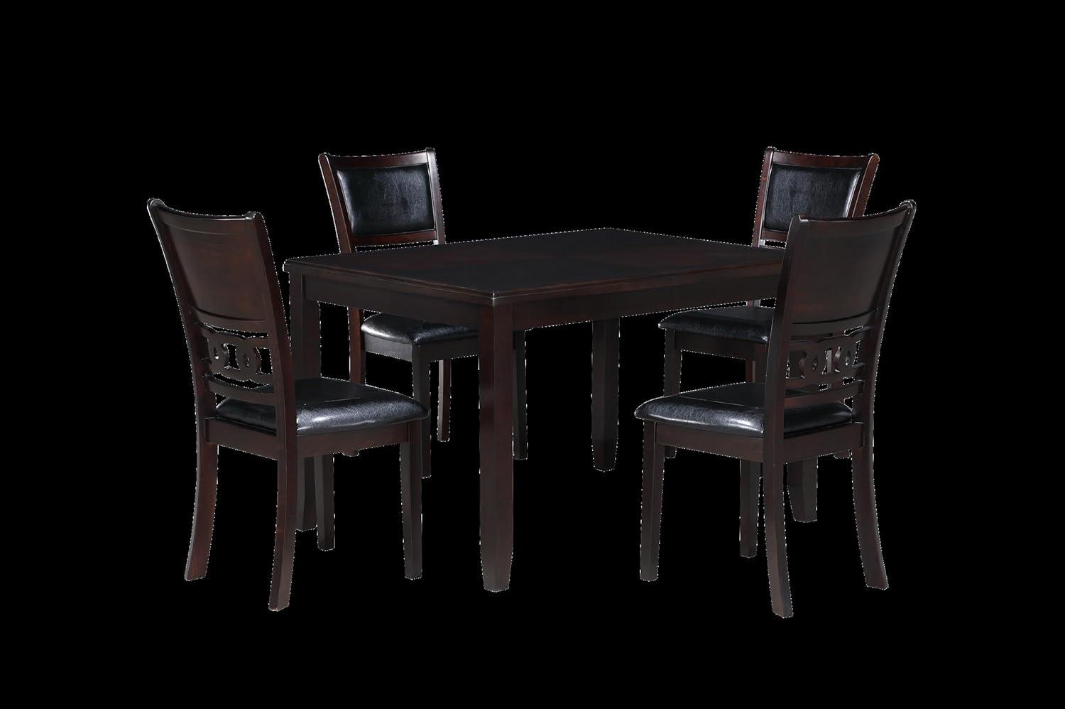 New Classic Furniture Gia Dining Collection with Table & 4 Chairs, Ebony