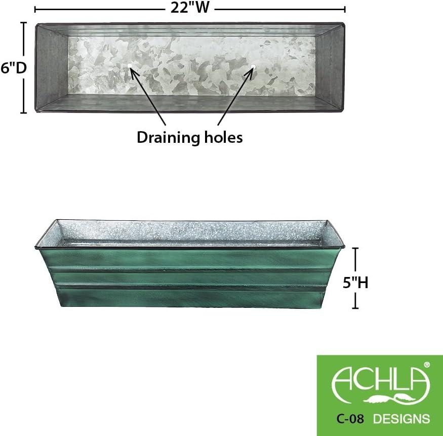 Small Green Galvanized Steel Rectangular Planter Box