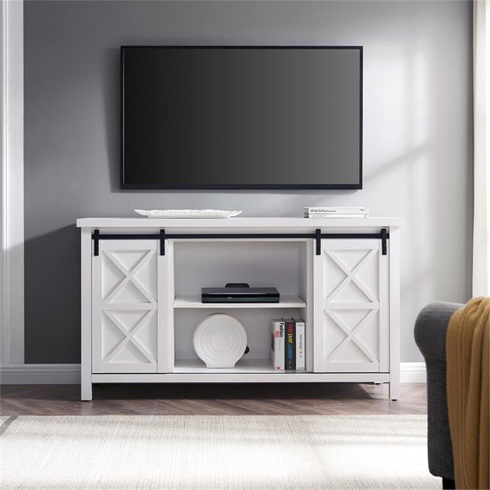 Evelyn&Zoe Elmwood Rectangular TV Stand for TV's up to 65", White