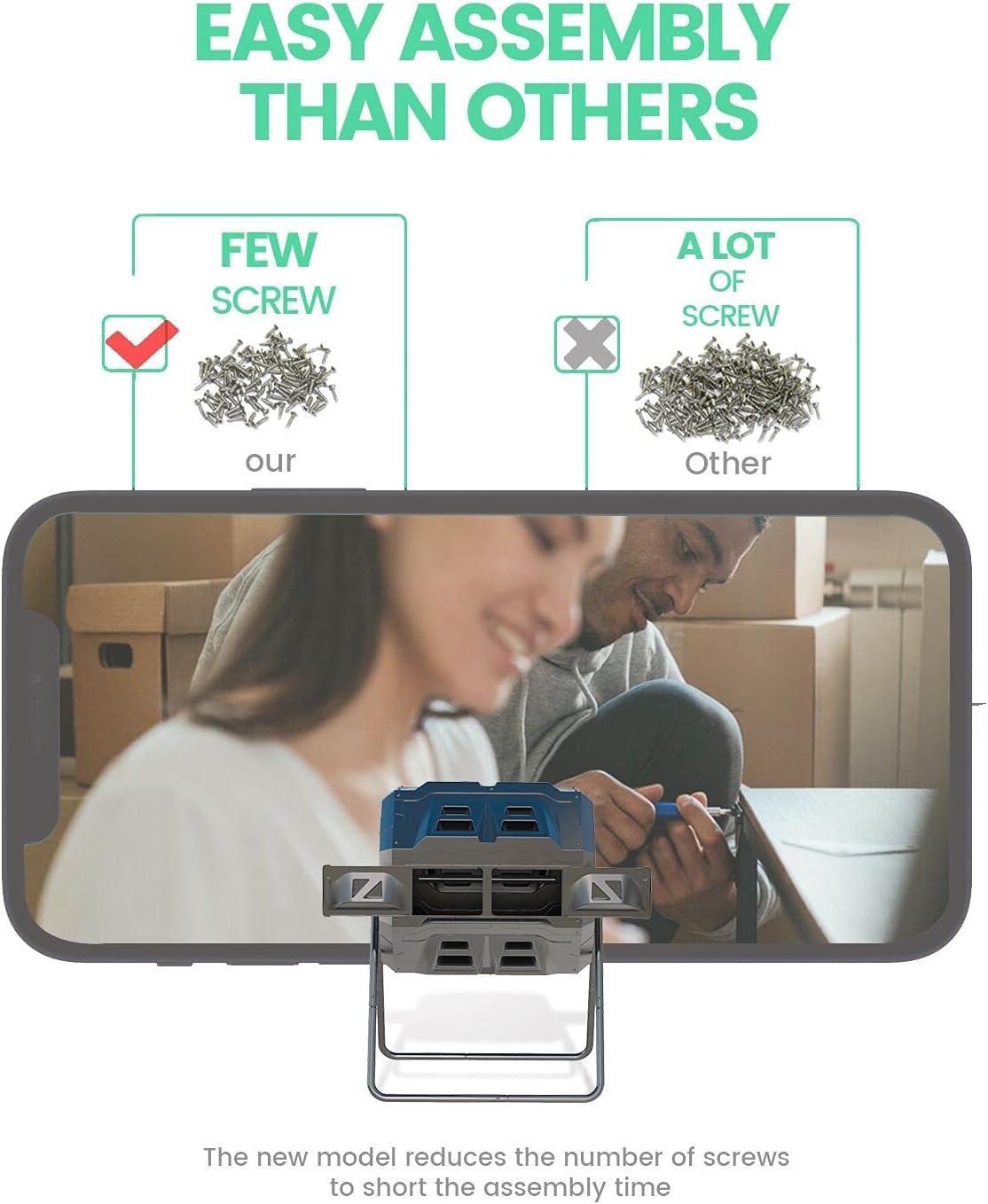 2021 Upgraded Tumbling Composter with Compost Thermometer - Dual Chamber Garden Tumbler Compost Bin