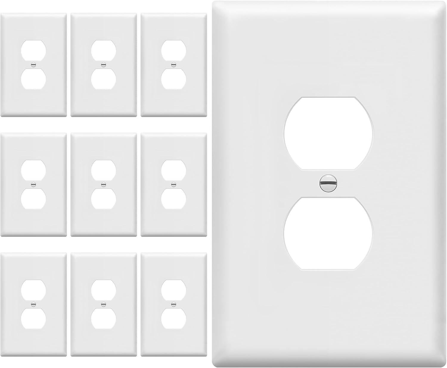 ENERLITES Jumbo Duplex Receptacle Outlet Wall Plate, Over-Size 1-Gang, Polycarbonate Thermoplastic, White, 10 Pack