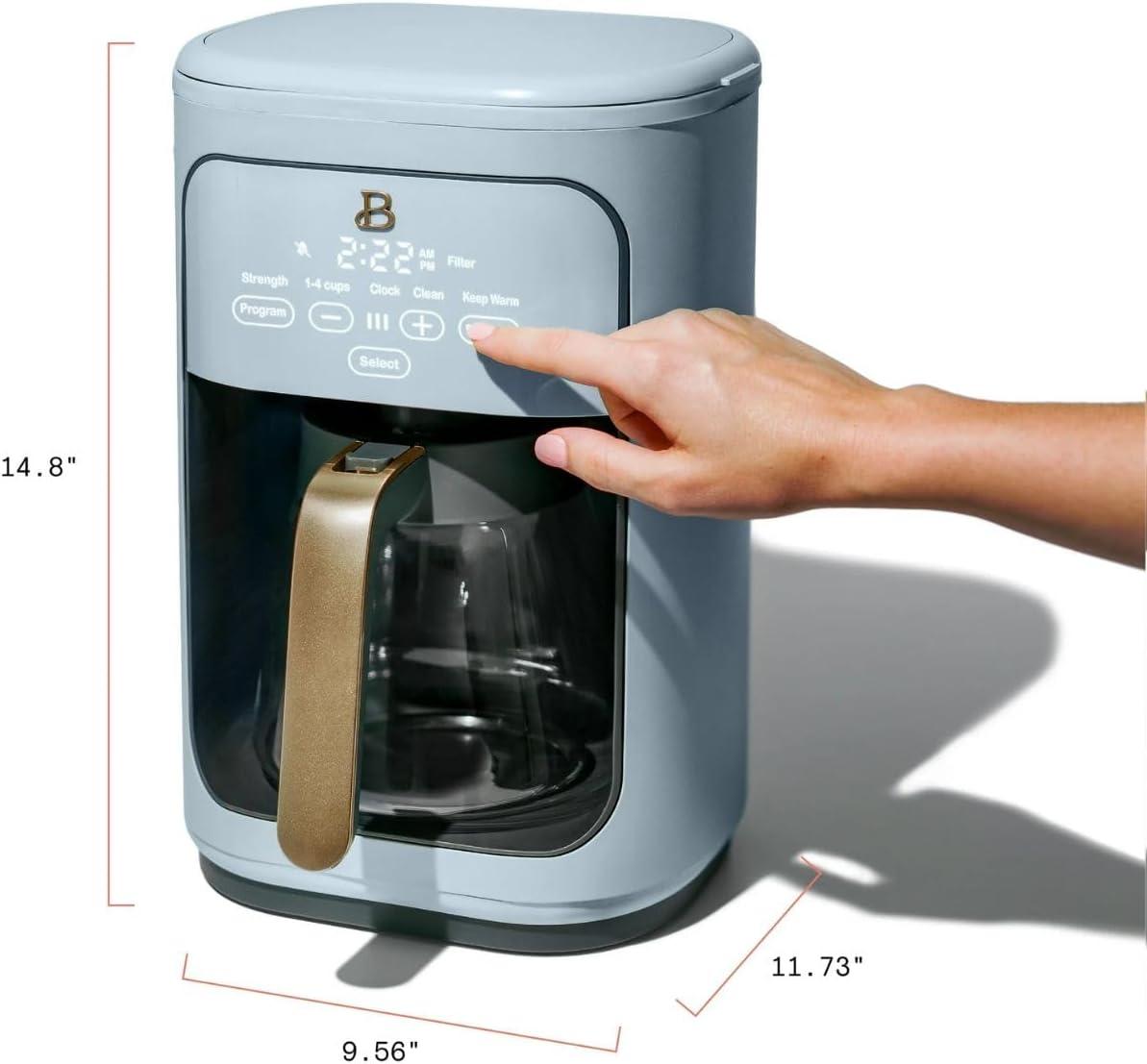 Beautiful 14-Cup Programmable Drip Coffee Maker with Touch-Activated Display, Sage Green by Drew Barrymore