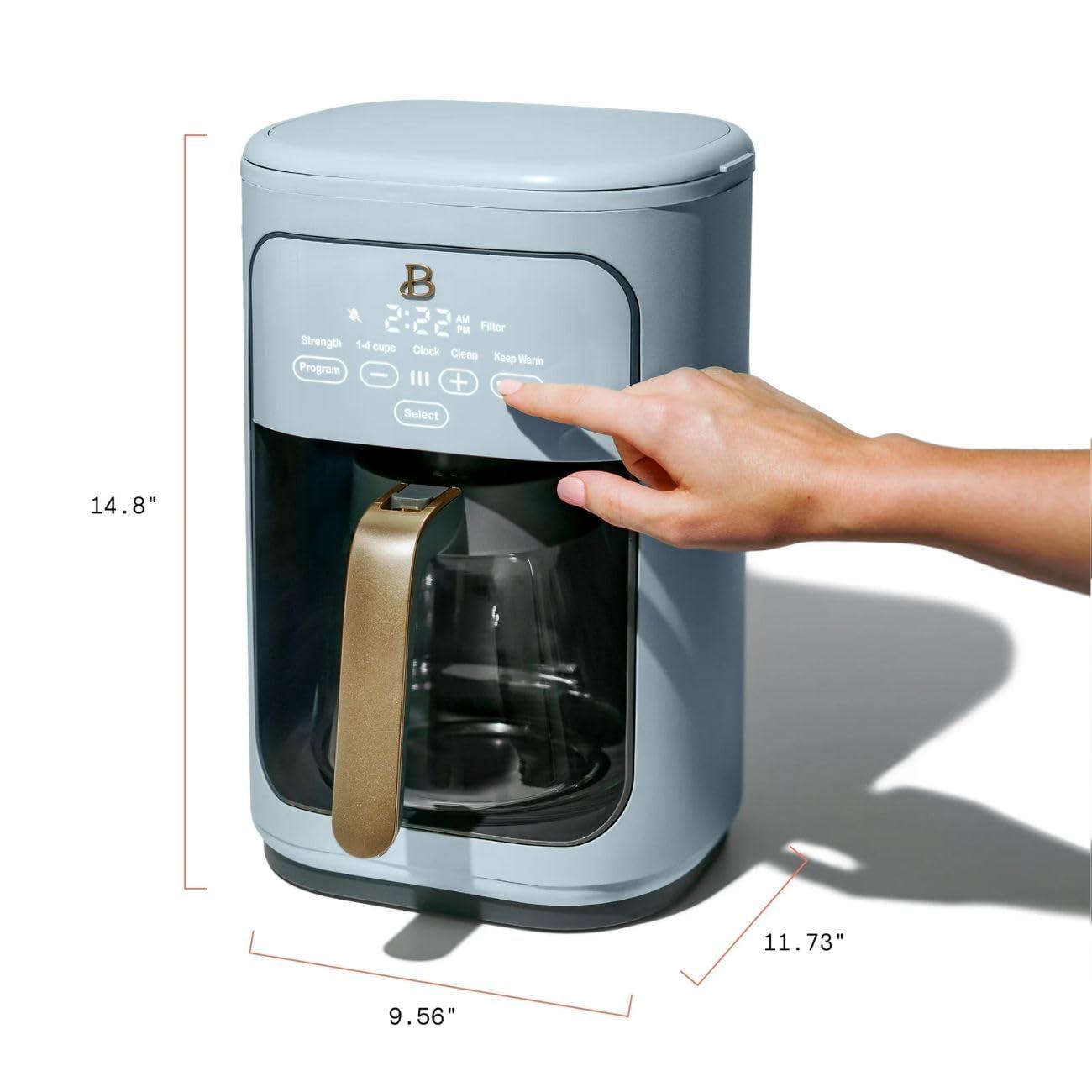 Beautiful 14-Cup Programmable Drip Coffee Maker with Touch-Activated Display, White Icing by Drew Barrymore