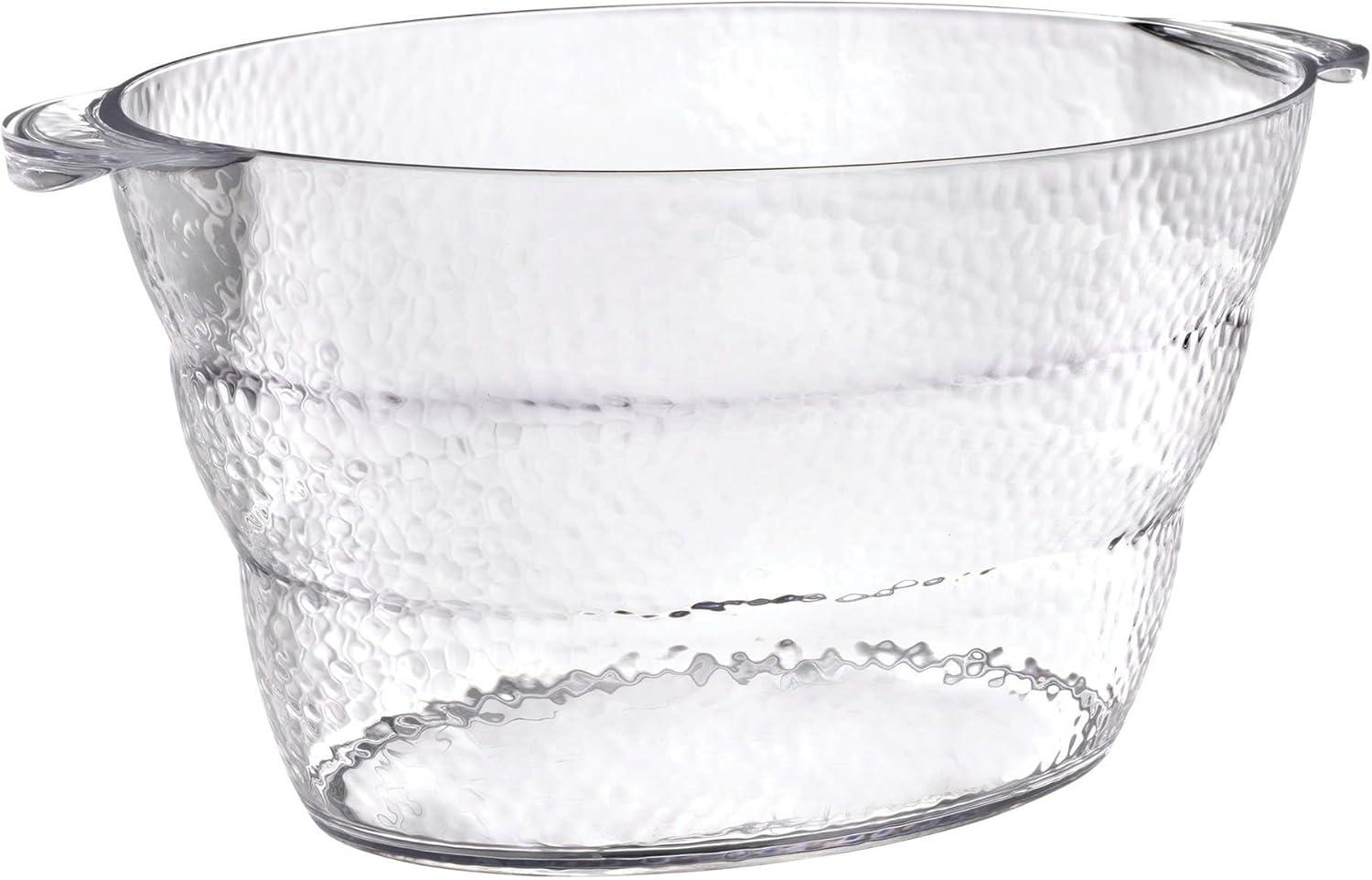 Clear Hammered Plastic Beverage Tub with Handles, 3.5 Gallon