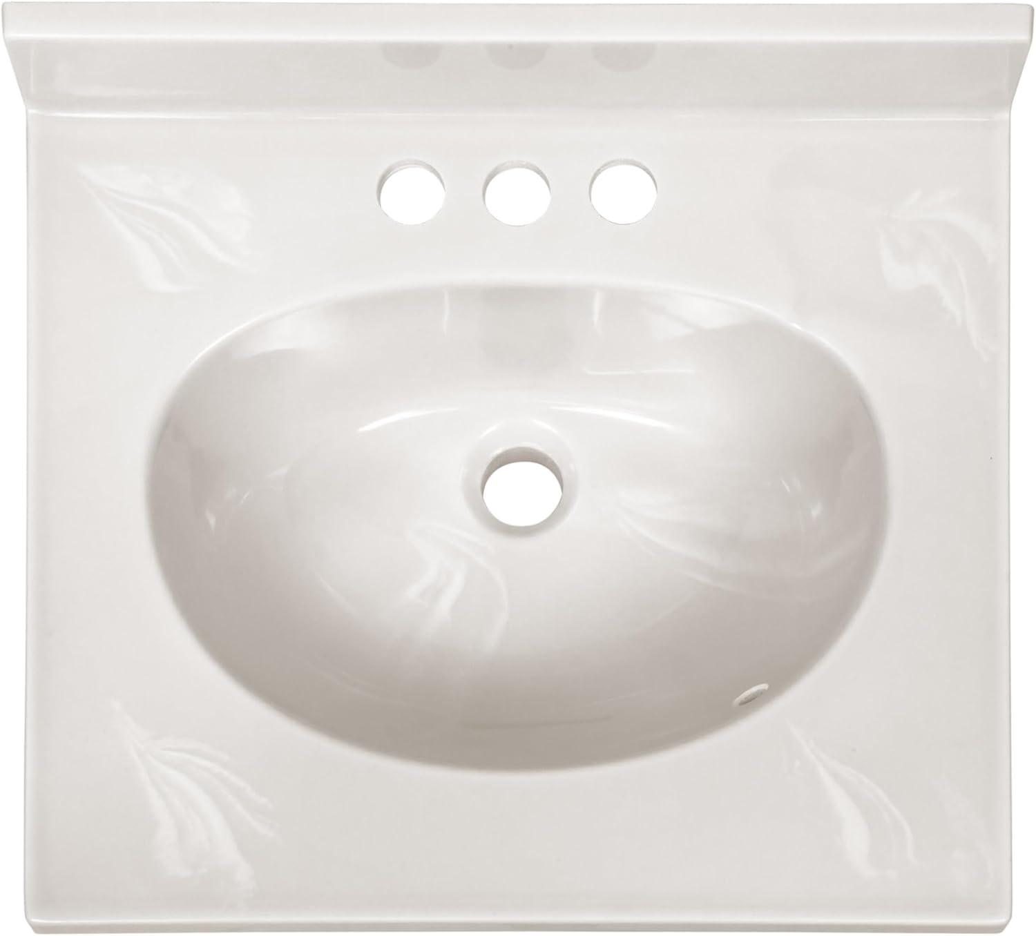 Design House 552331 Cultured Marble Vanity Top 19", White on White