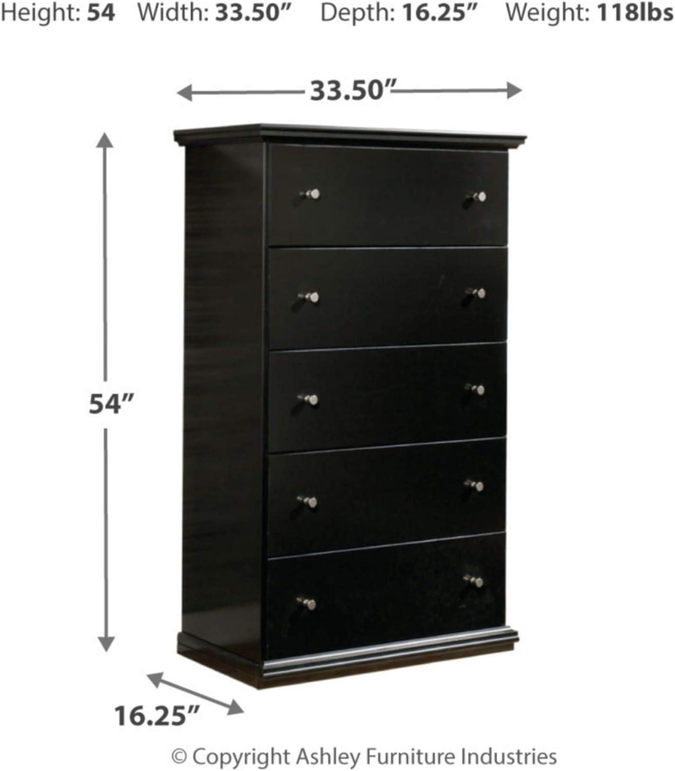Signature Design by Ashley Maribel 5 Drawer Wood Chest in Black