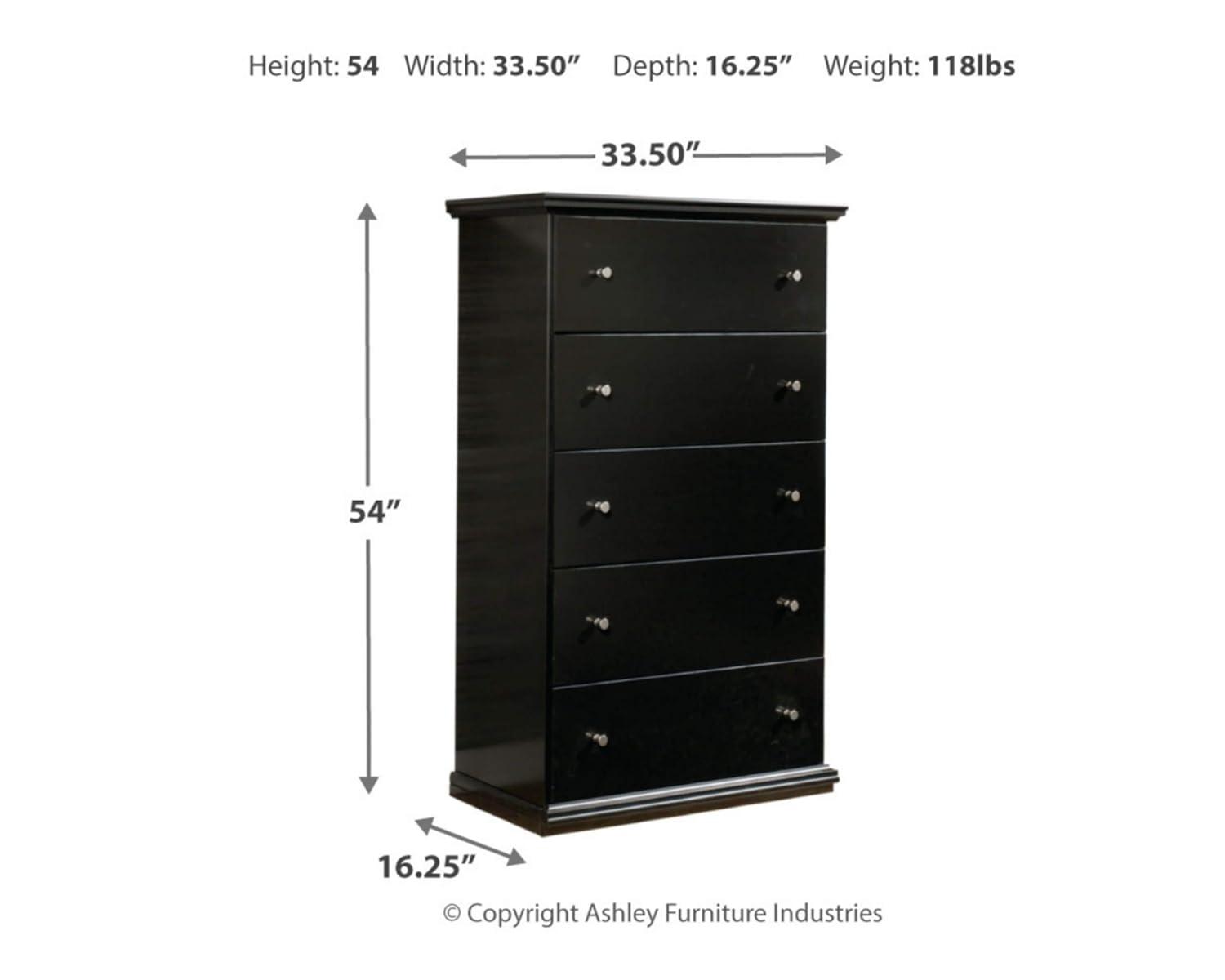 Signature Design by Ashley Maribel 5 Drawer Wood Chest in Black