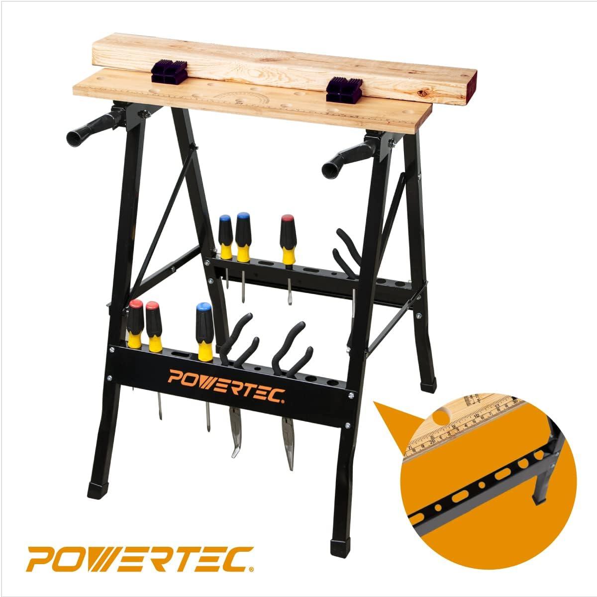 POWERTEC Workbench Bamboo Top Portable Project Center and Vise Tool MT4006