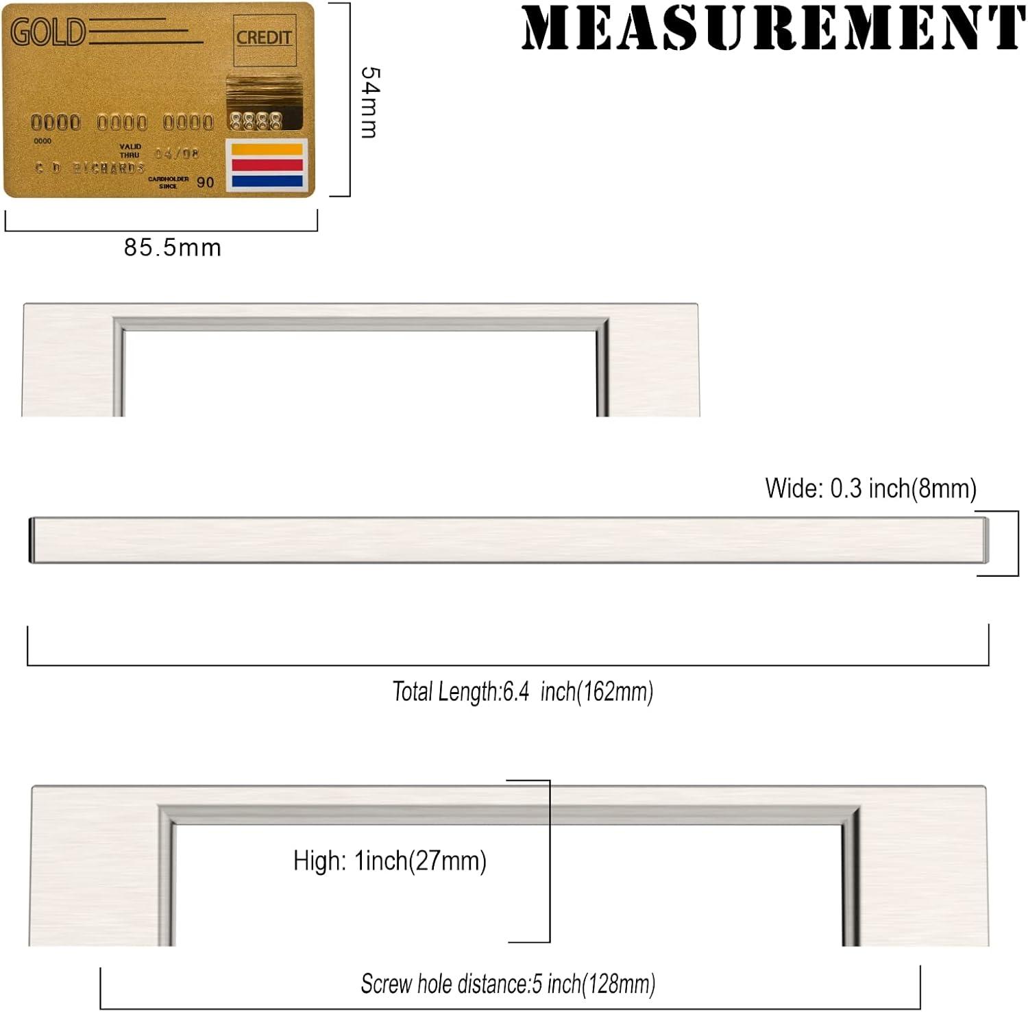Amerdeco 10 Pack Brushed Satin Nickel Cabinet Pulls - 5 Inch(128MM) Hole Centers Kitchen Handles for Cabinets and Cupboards - ZH0060