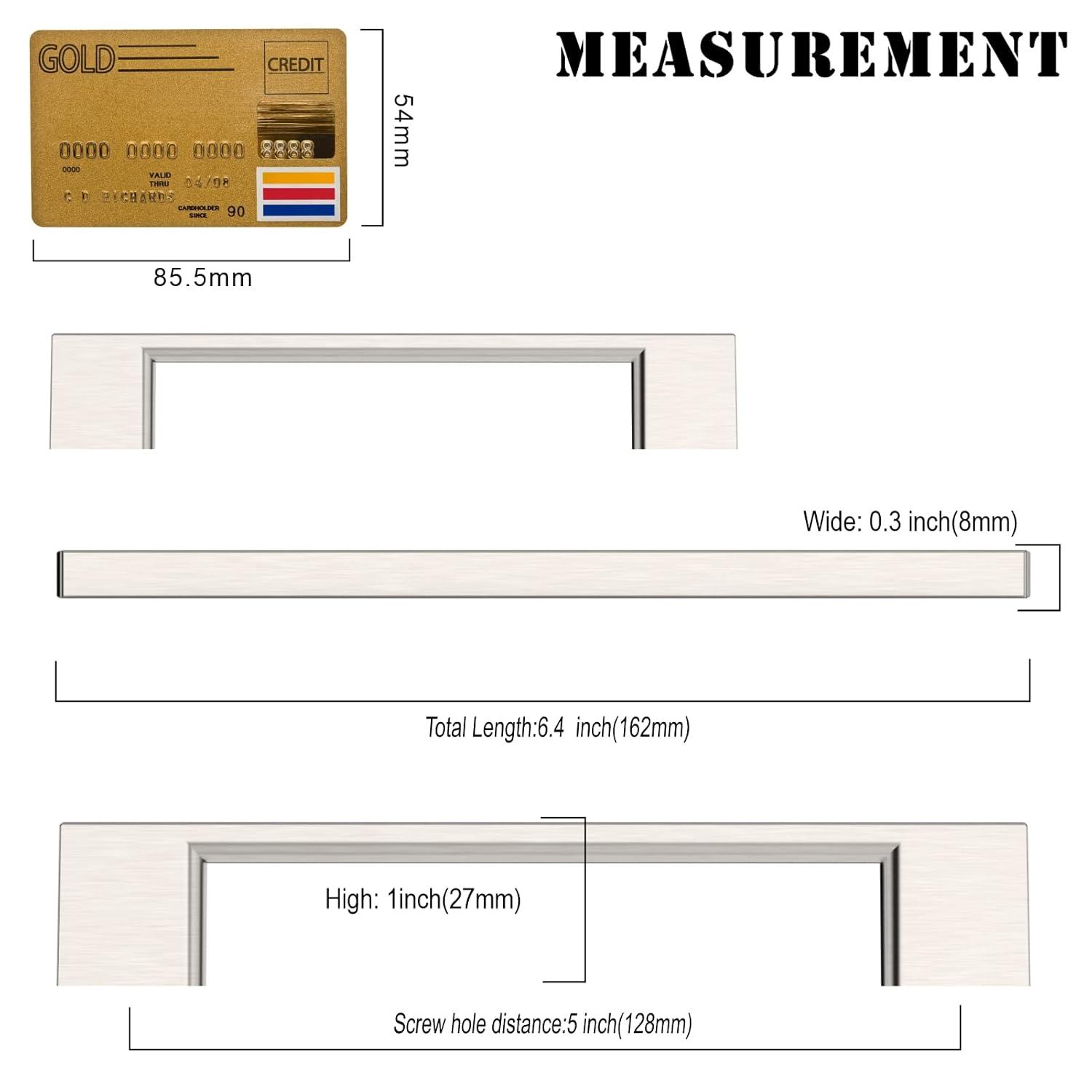 Amerdeco 10 Pack Brushed Satin Nickel Cabinet Pulls - 5 Inch(128MM) Hole Centers Kitchen Handles for Cabinets and Cupboards - ZH0060