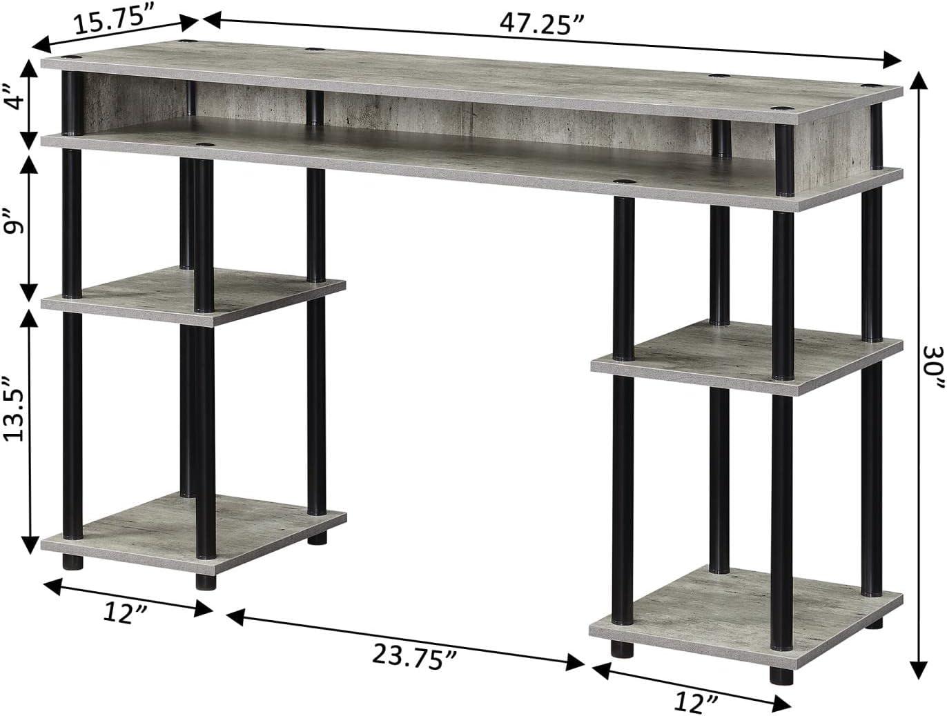 Convenience Concepts Designs2Go 30" Tall No Tools Student Desk with Shelves, Faux Birch/Black