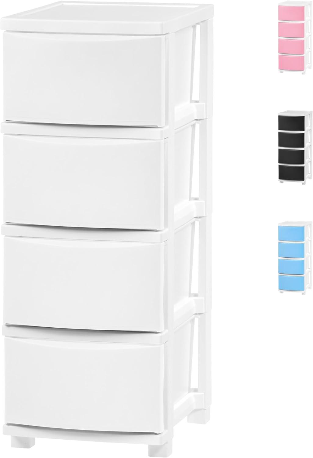 IRIS USA Plastic 4 Drawer Storage Cart with Casters, Organizer Unit for Bedroom, Closet, Kitchen, Bathroom, Laundry Room, Dorm