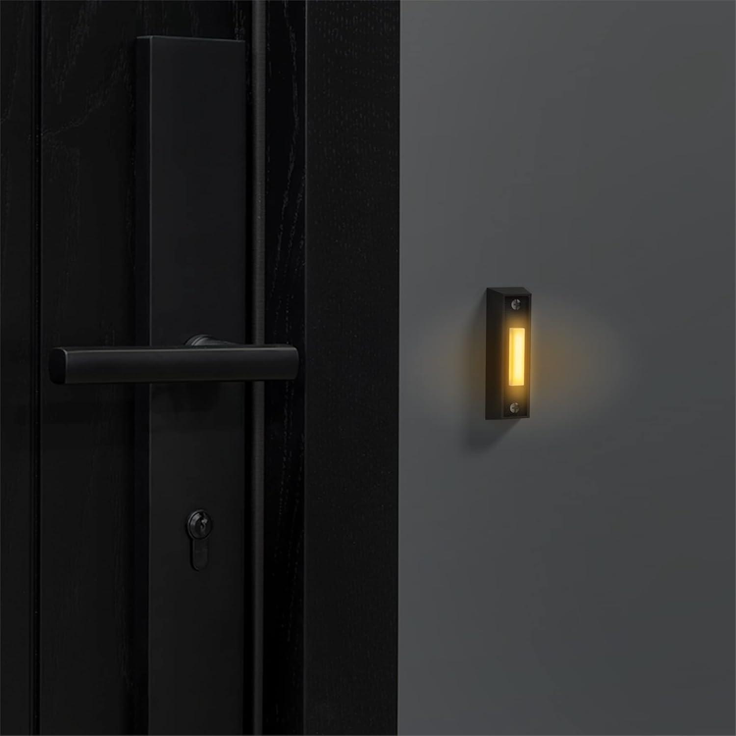 Black Rectangular LED Lighted Plastic Doorbell Button