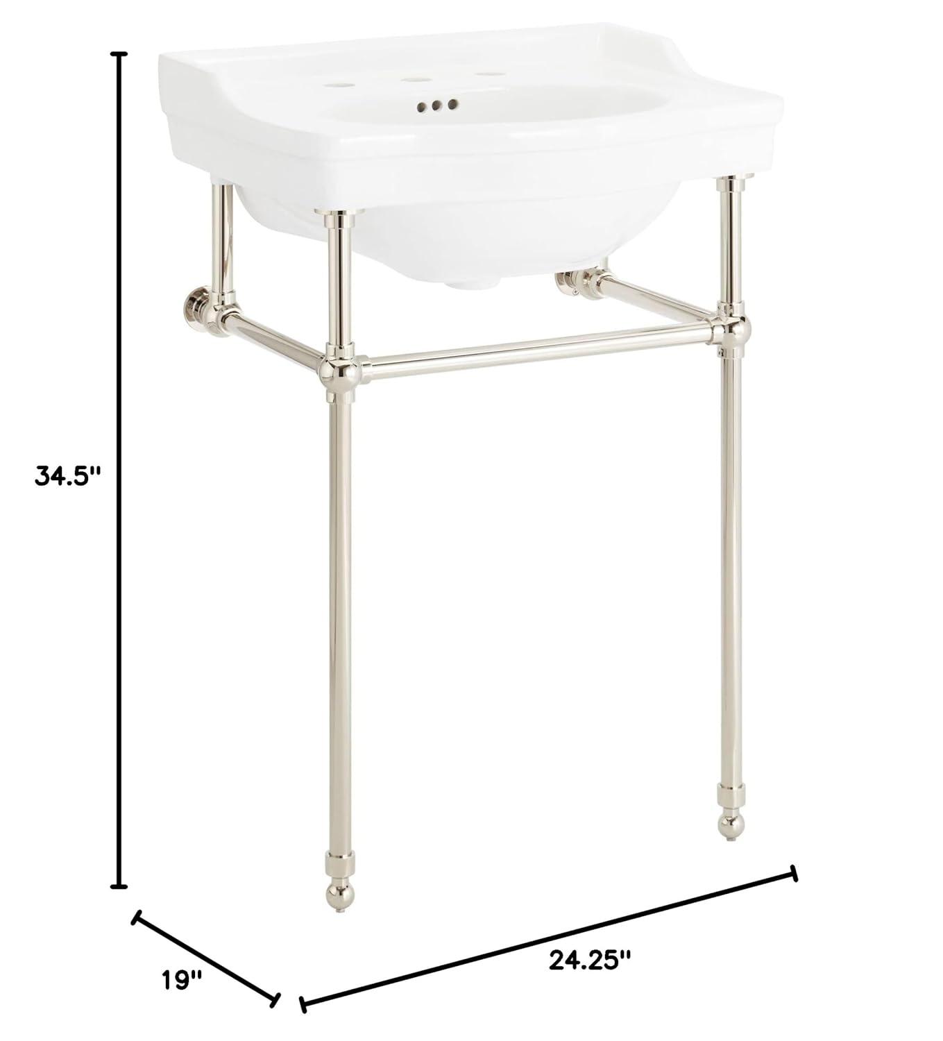 24" Cierra 31" Tall Porcelain Rectangular Console Bathroom Sink with Overflow