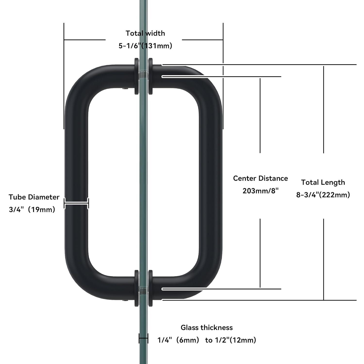 Sure-Loc Hardware Shower Door Handle, C Shape, 2-Sided
