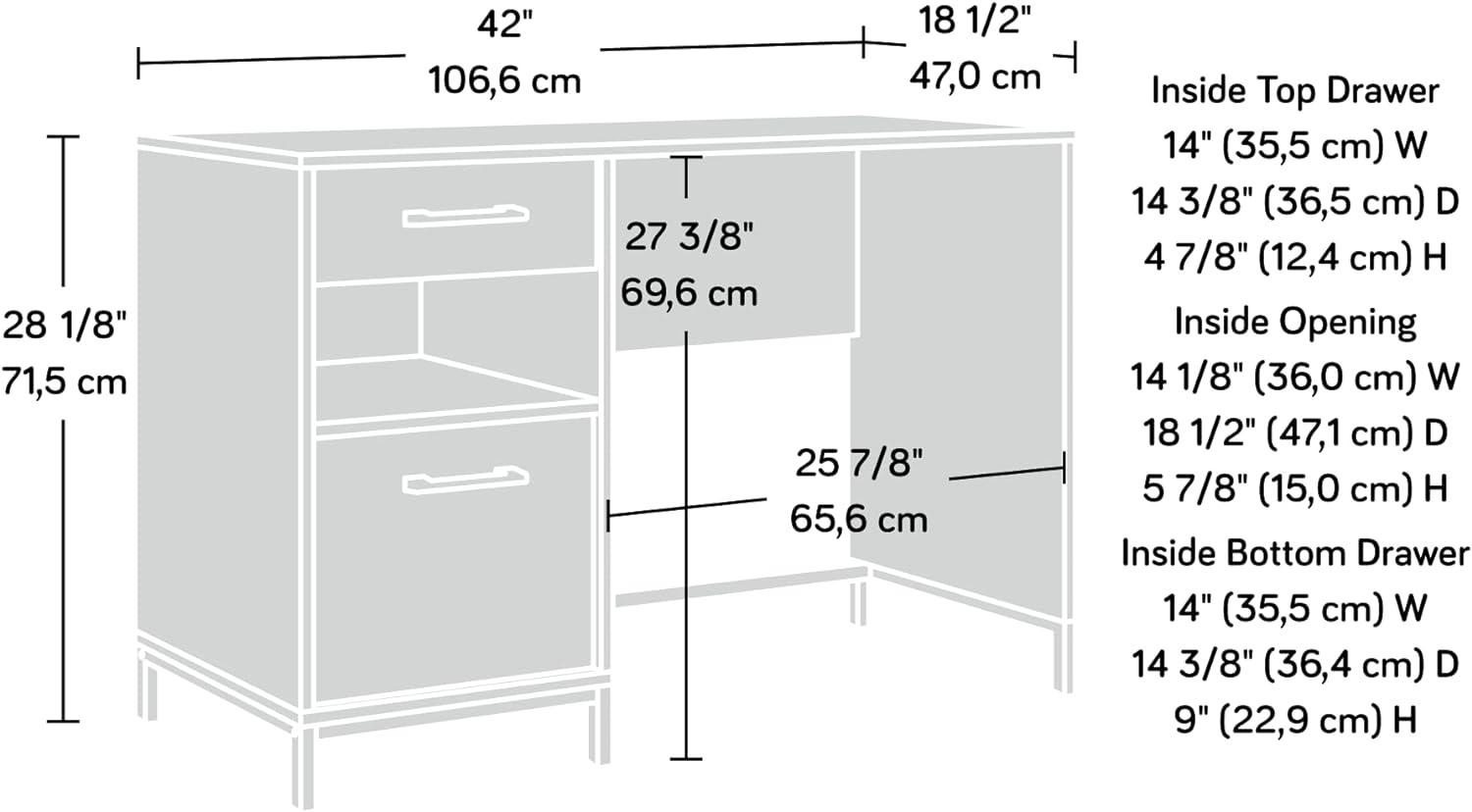 Charter Oak Finish Minimalist Home Office Desk with Drawers